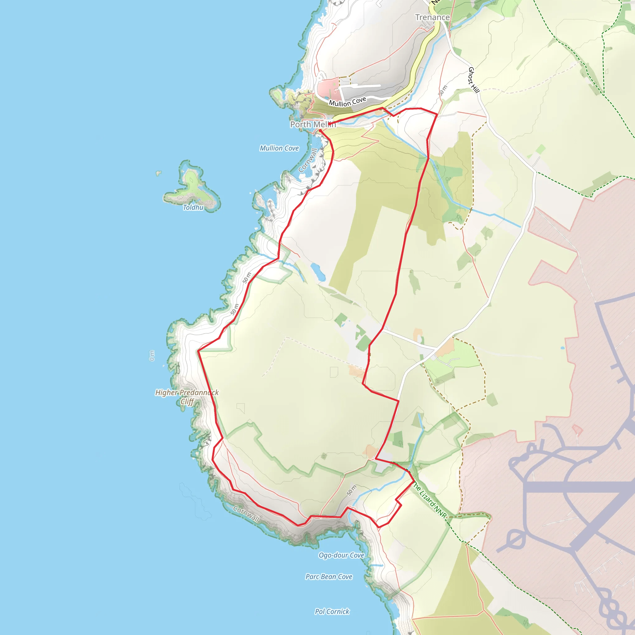 Predannack Wollas and Mullion Cove Walk mobile static map