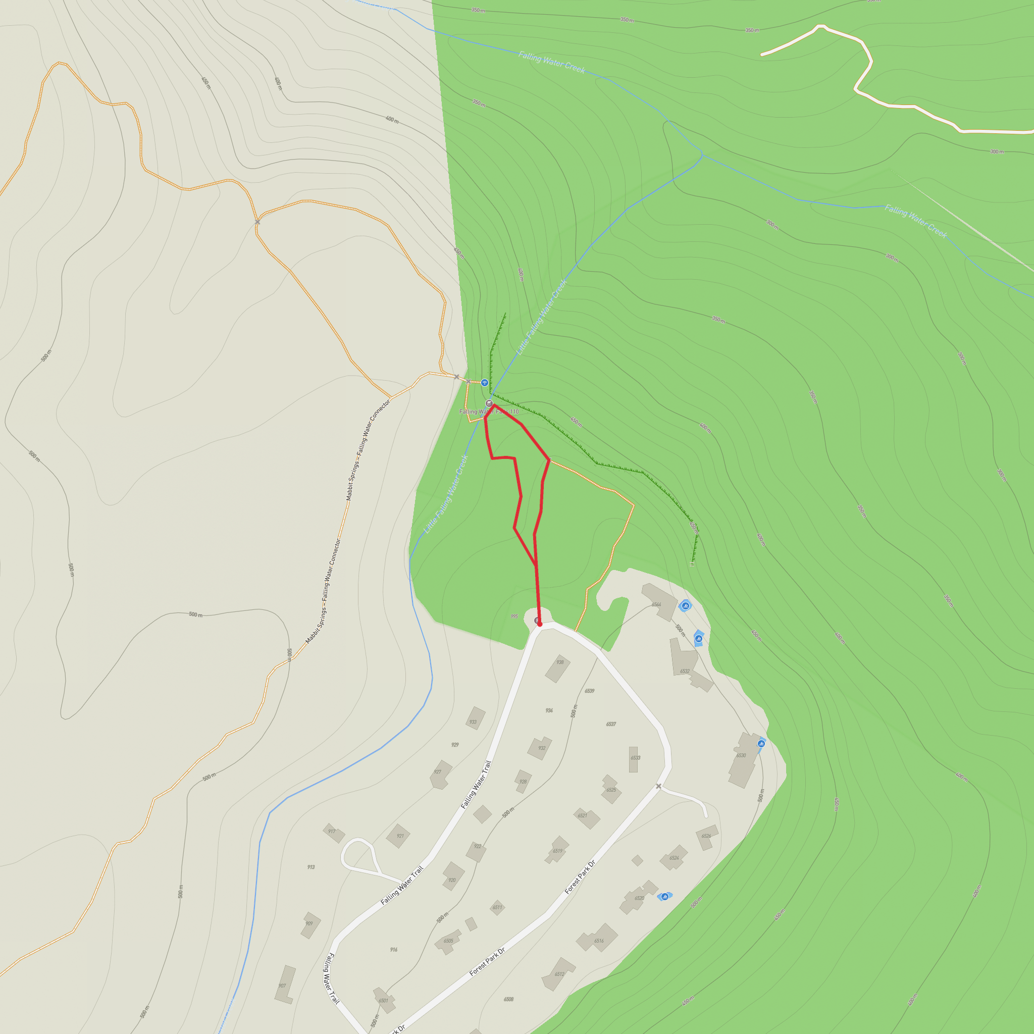 Falling Water Falls Loop mobile static map