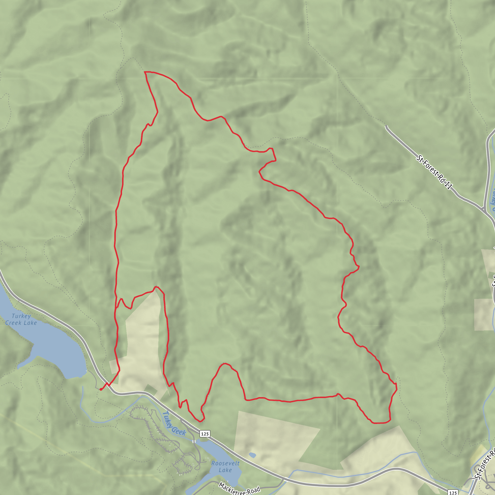 Shawnee Day Hike Trail and Day Hike Trail East Loop mobile static map