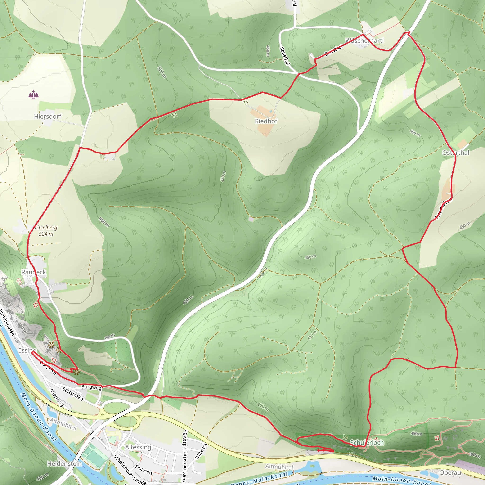Rundweg Essing 19 and 25 mobile static map