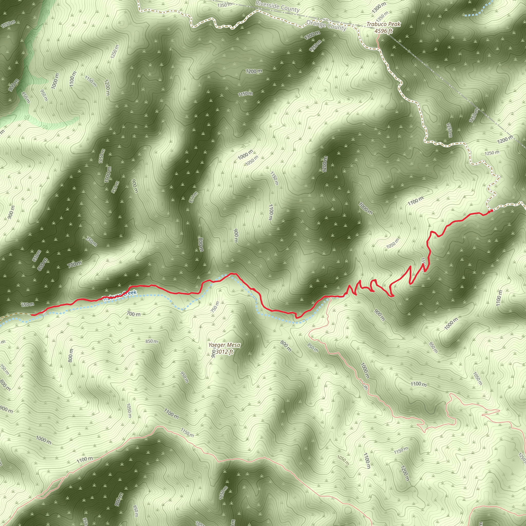 Trabuco Creek Trail Out and Back mobile static map