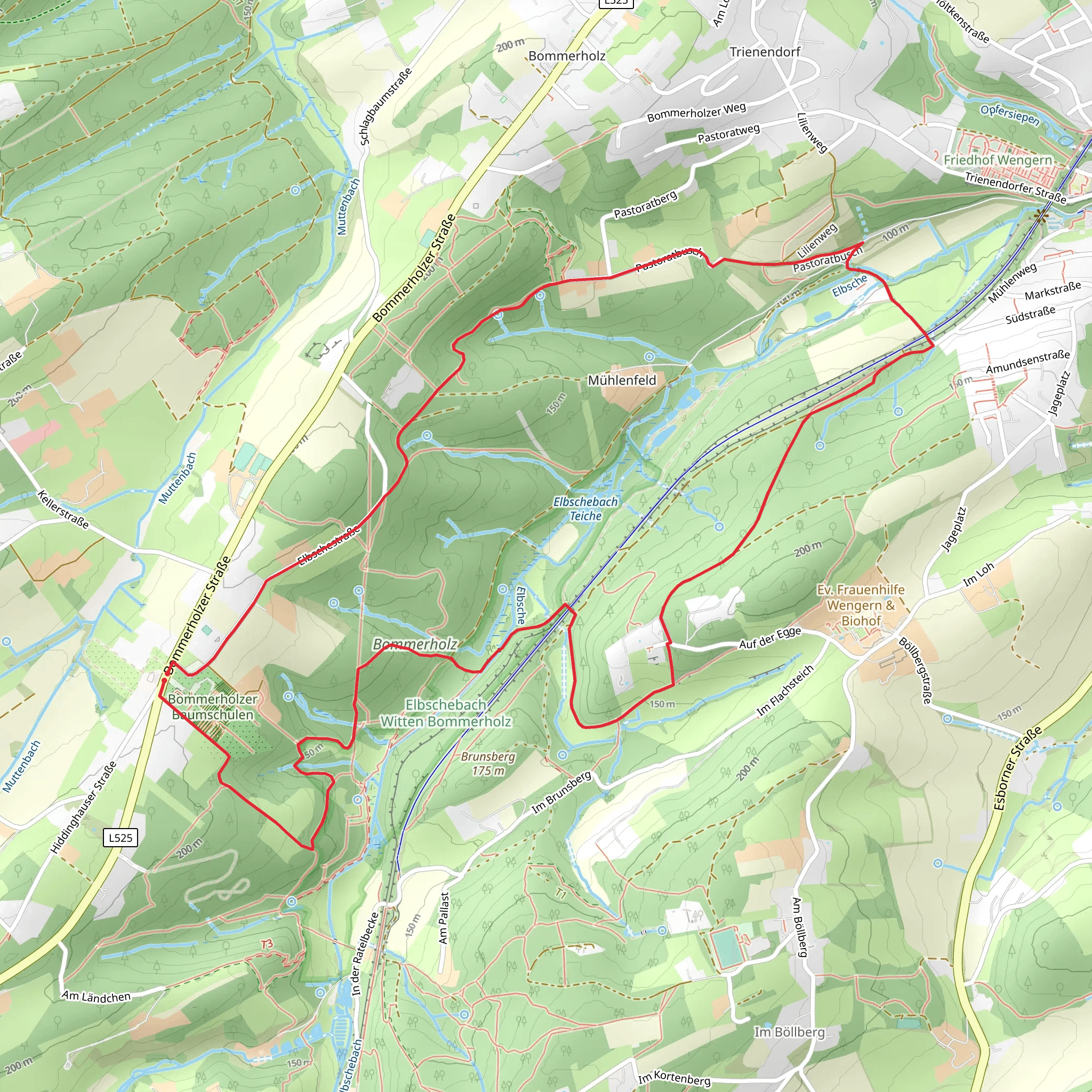 Bommerholz via Wengern Rundweg and Bommerholz Rundweg mobile static map