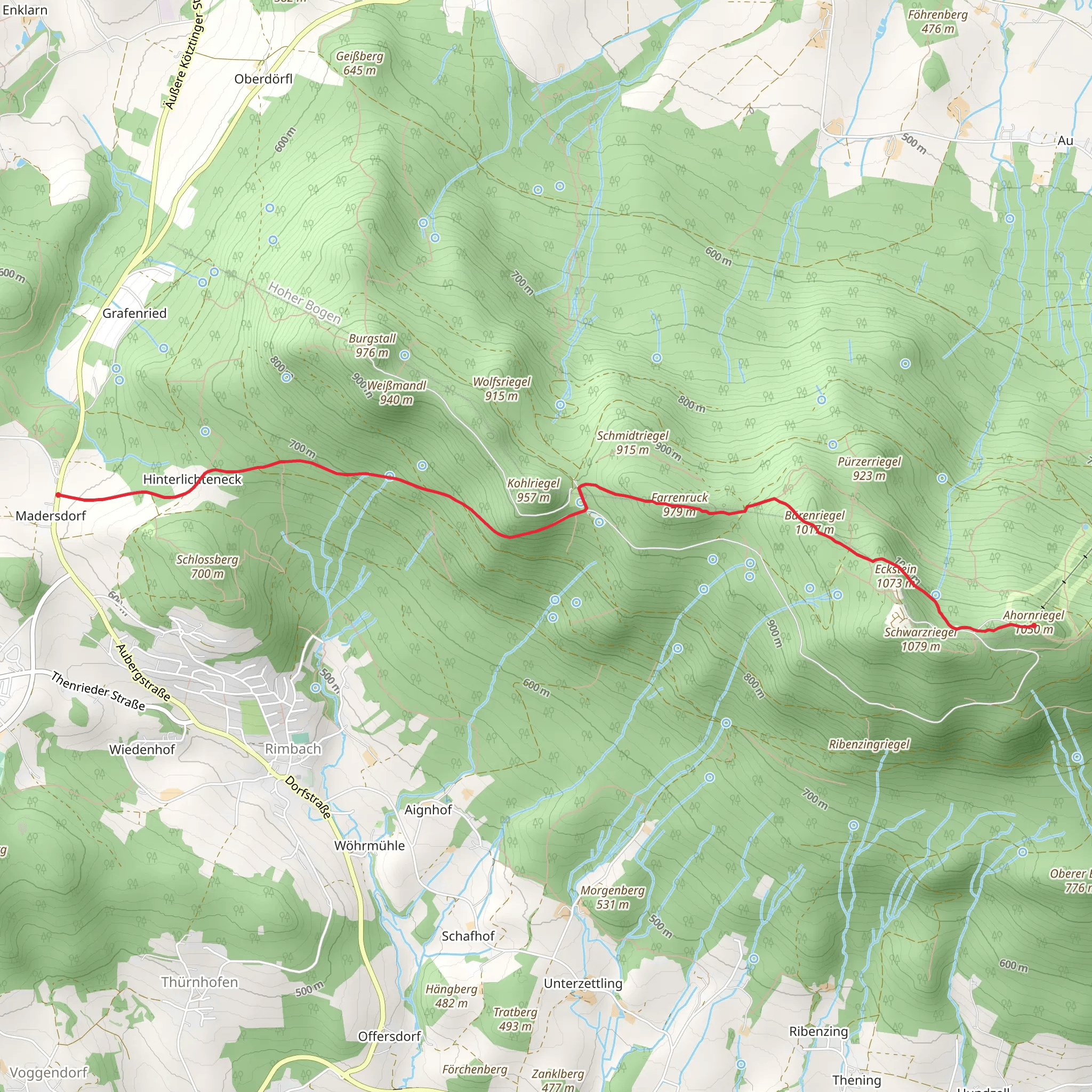 Ahornriegel to Madersdorf Walk via Eckstein mobile static map
