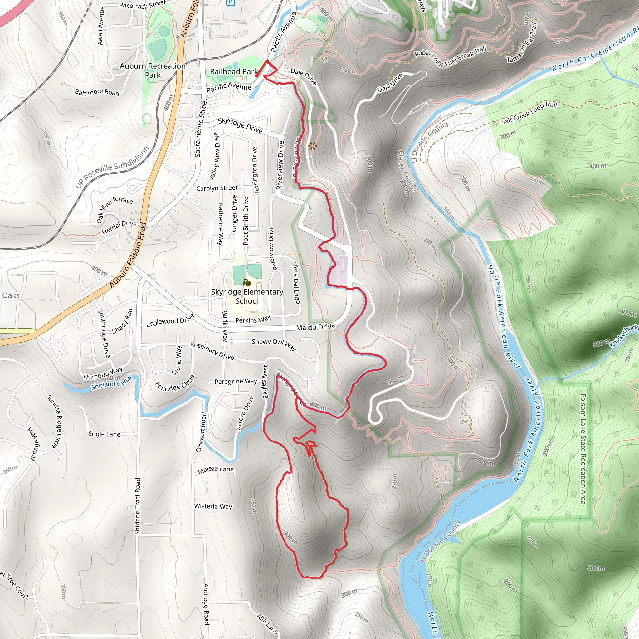 Shirland Canal Trail and Eagles Nest Connector Trail mobile static map