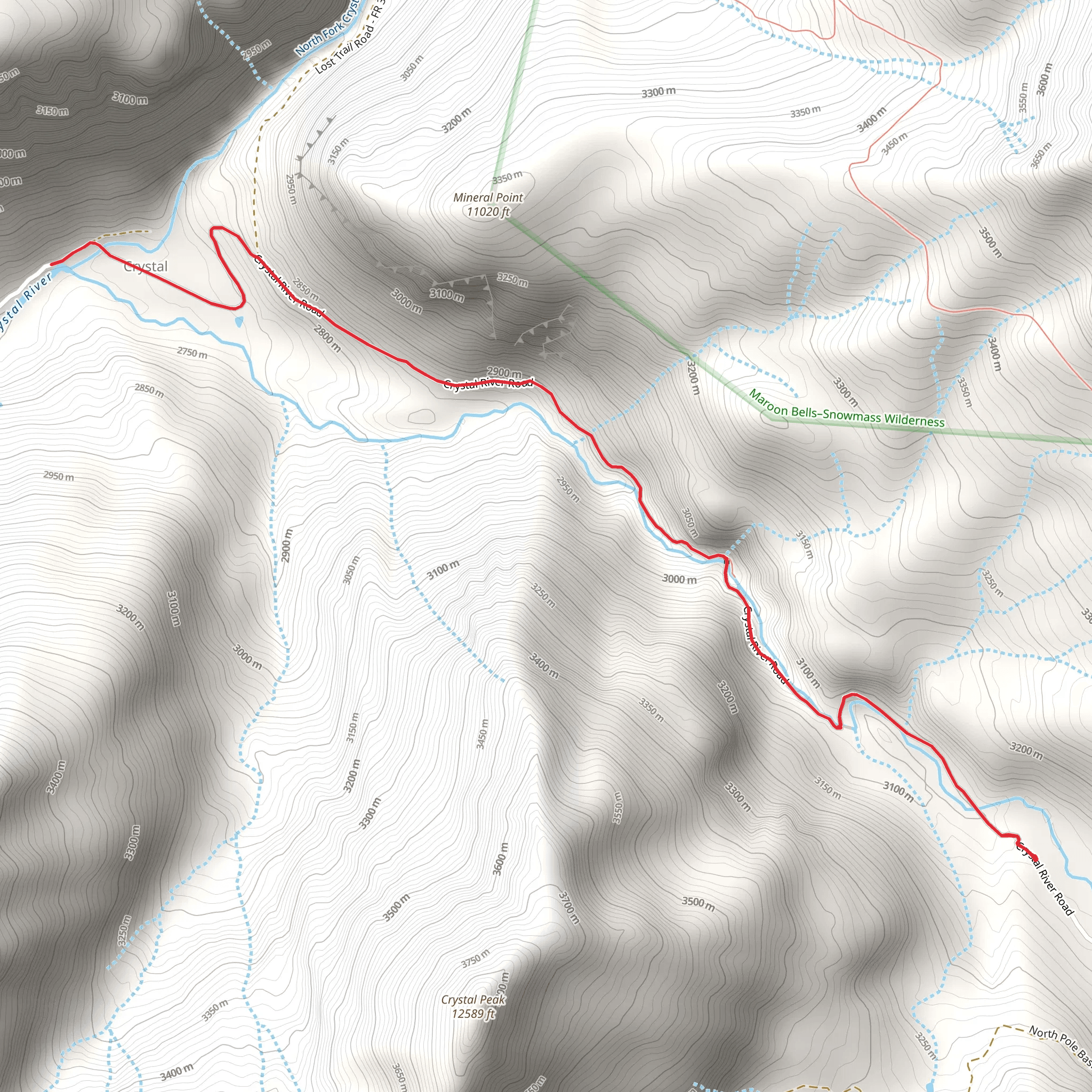 Schofield Pass Road mobile static map