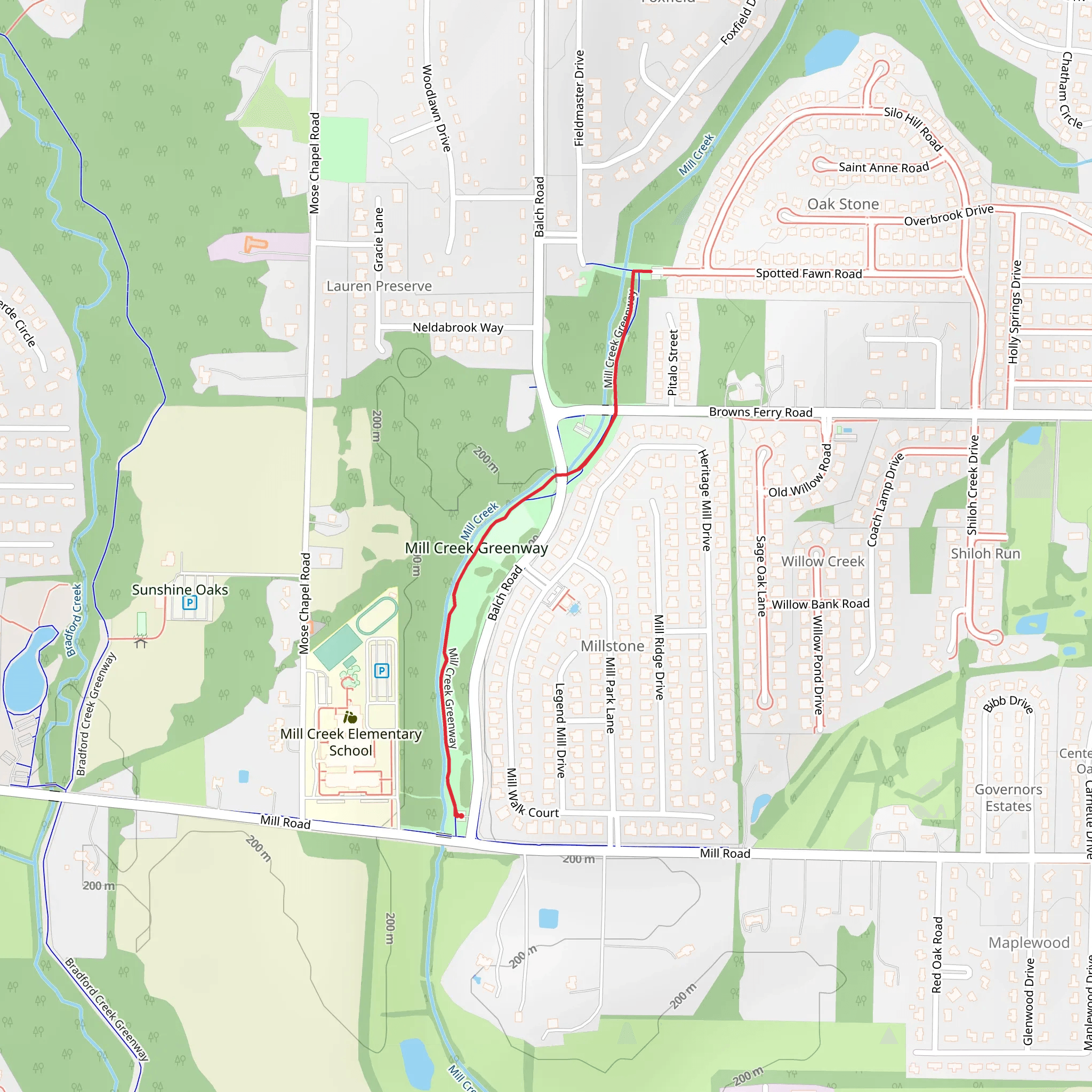 Mill Creek Greenway mobile static map