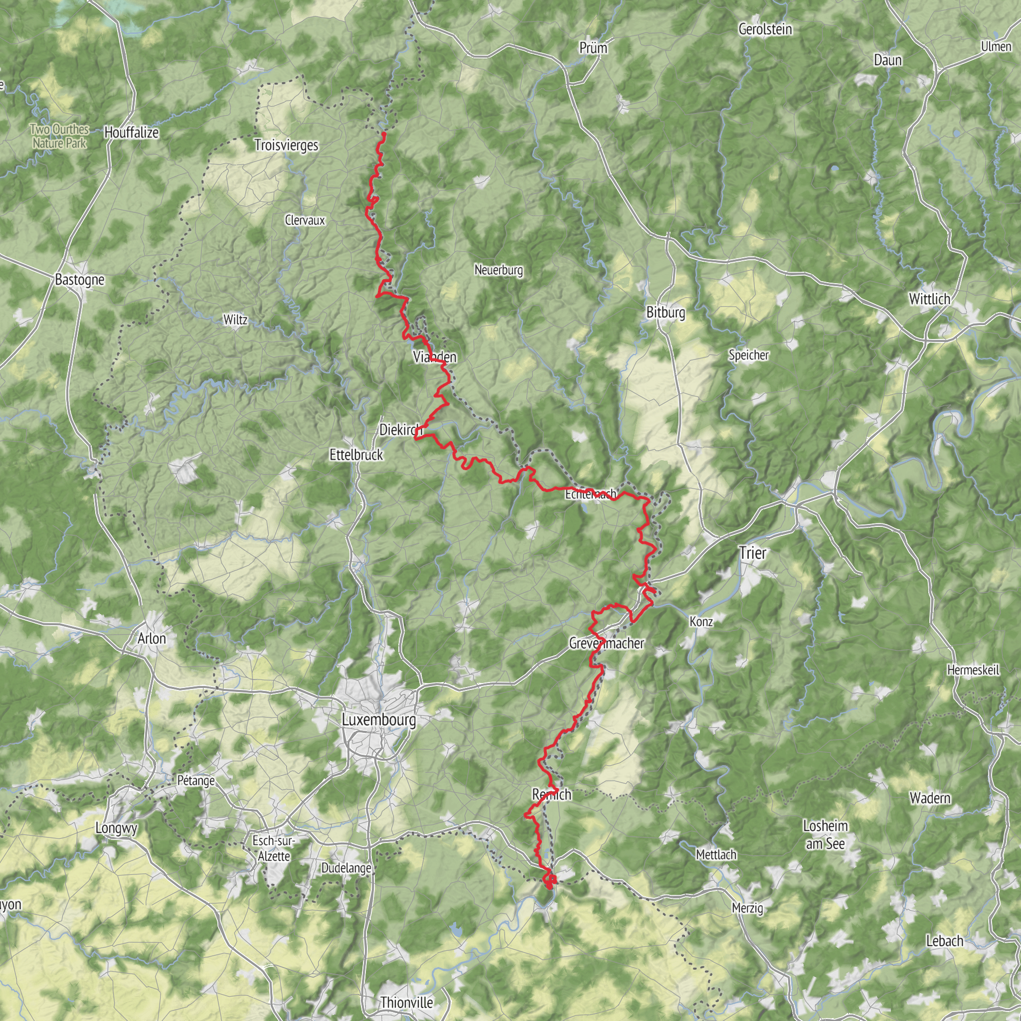 E2 in Luxembourg mobile static map