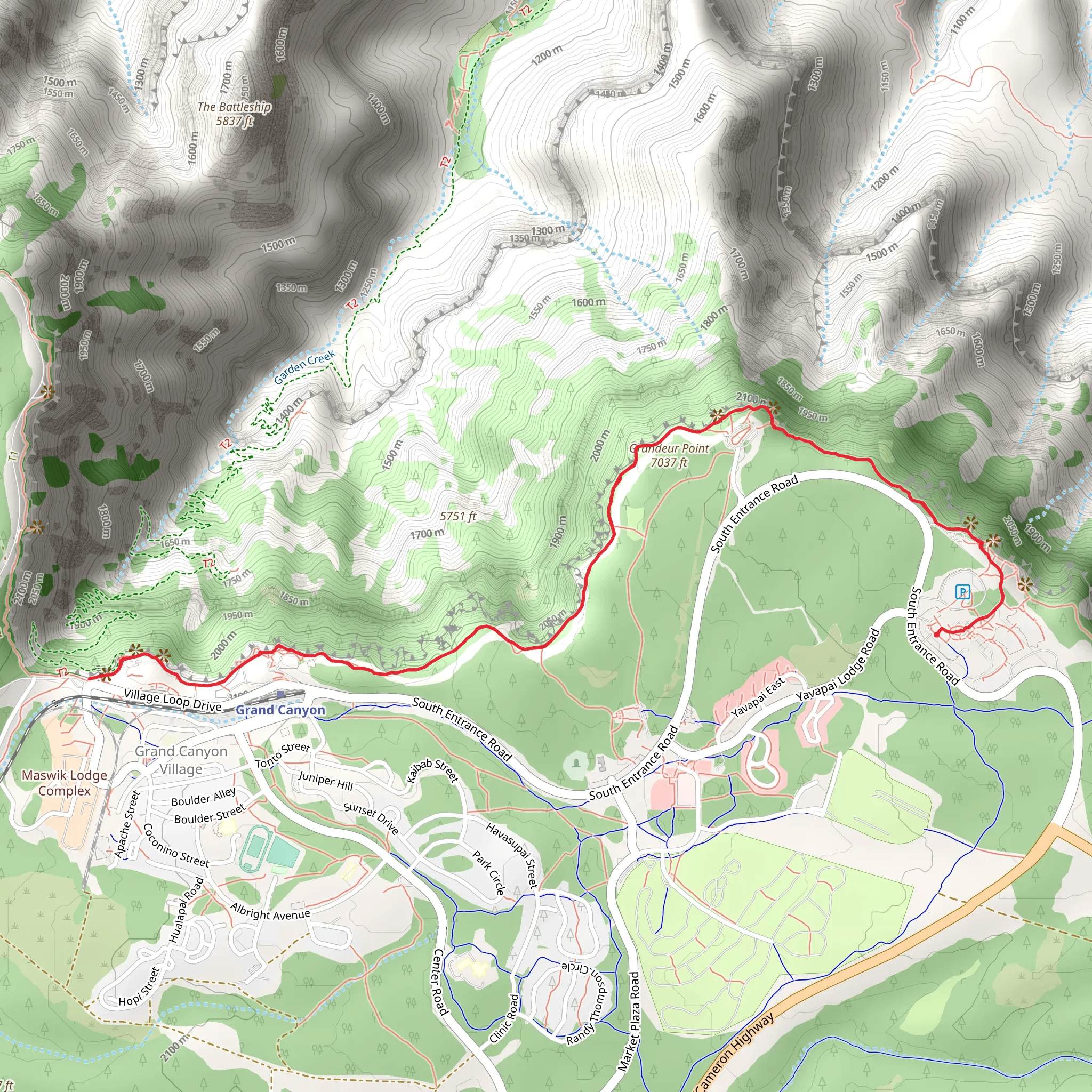 Rim Trail - South Entrance Road mobile static map