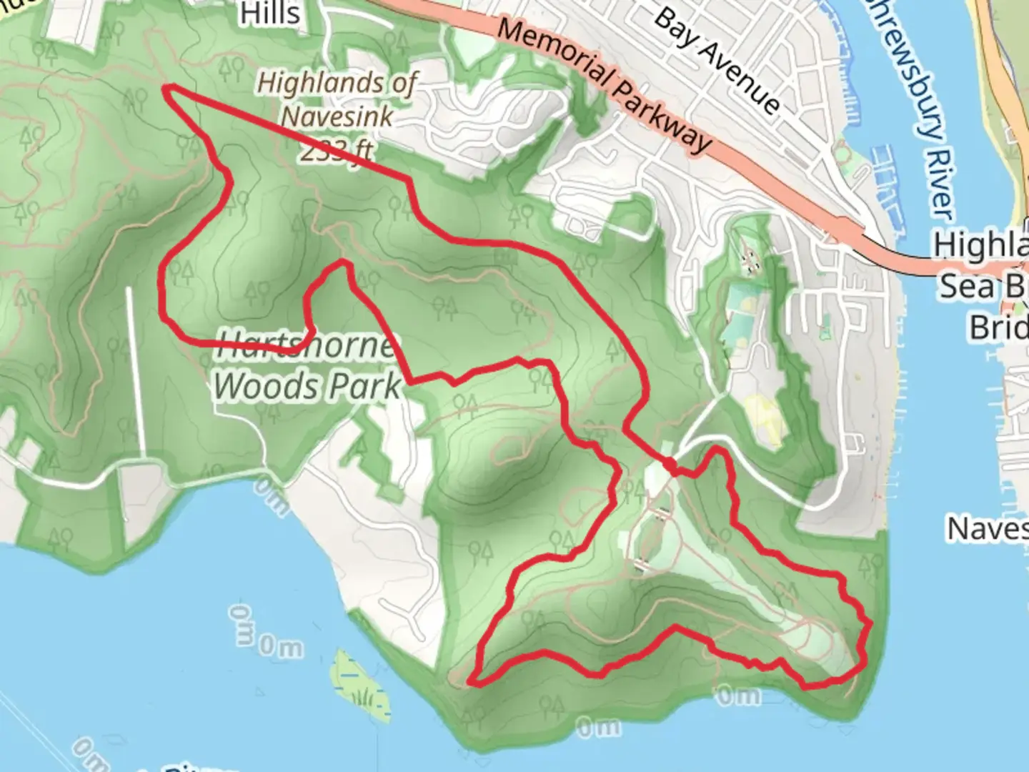 An image depicting the trail Highlands of Navesink Loop and its surrounding area.