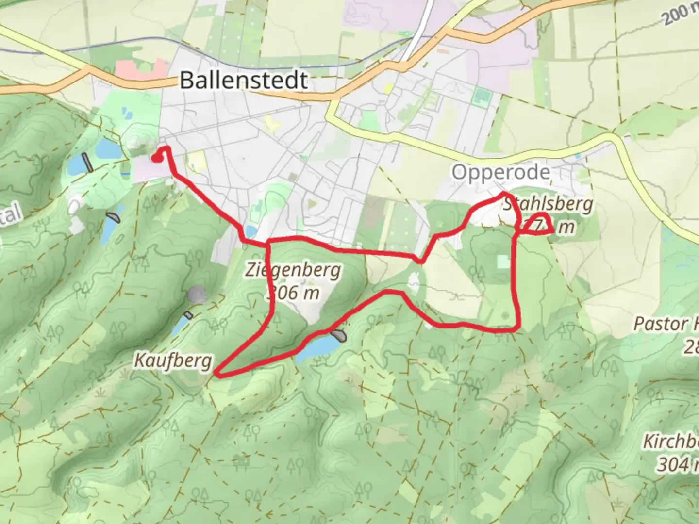 An image depicting the trail Kunstteich via Selketal Stieg and its surrounding area.