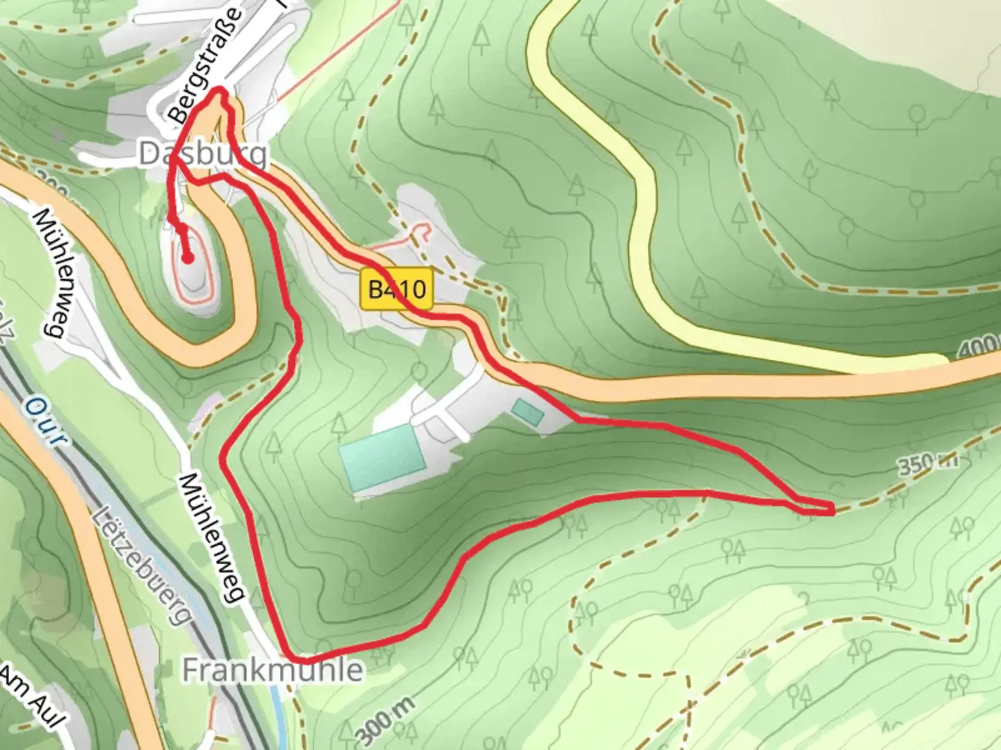An image depicting the trail Burg Dasburg Loop and its surrounding area.