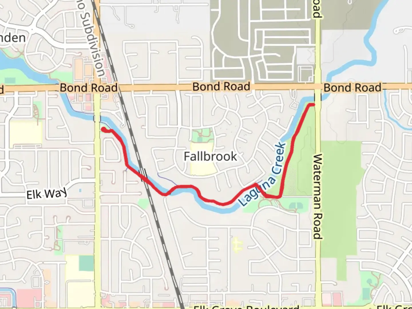 An image depicting the trail Walk along Laguna Creek and its surrounding area.