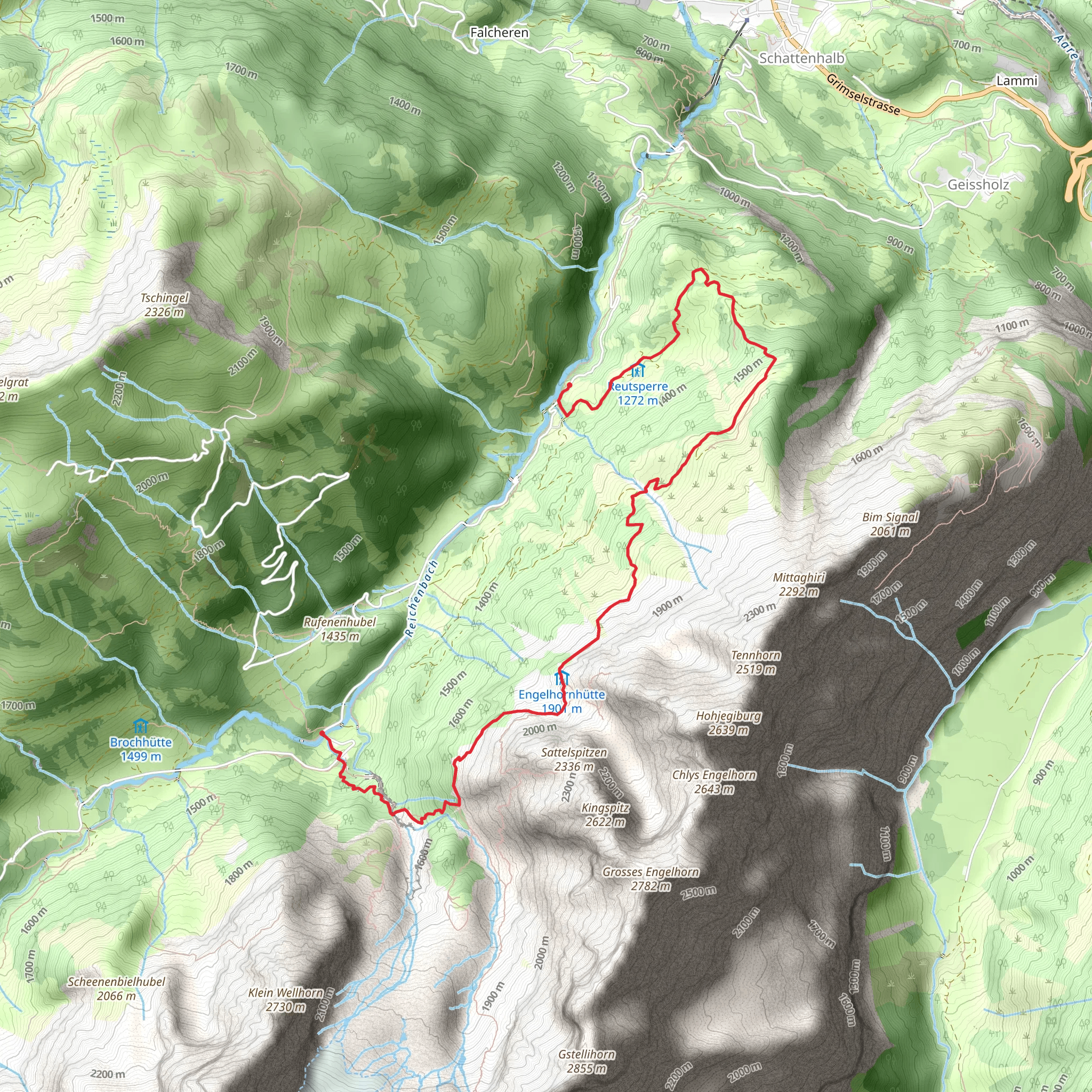 Chaltenbrunnen - Engelhornhütte - Rosenlaui mobile static map