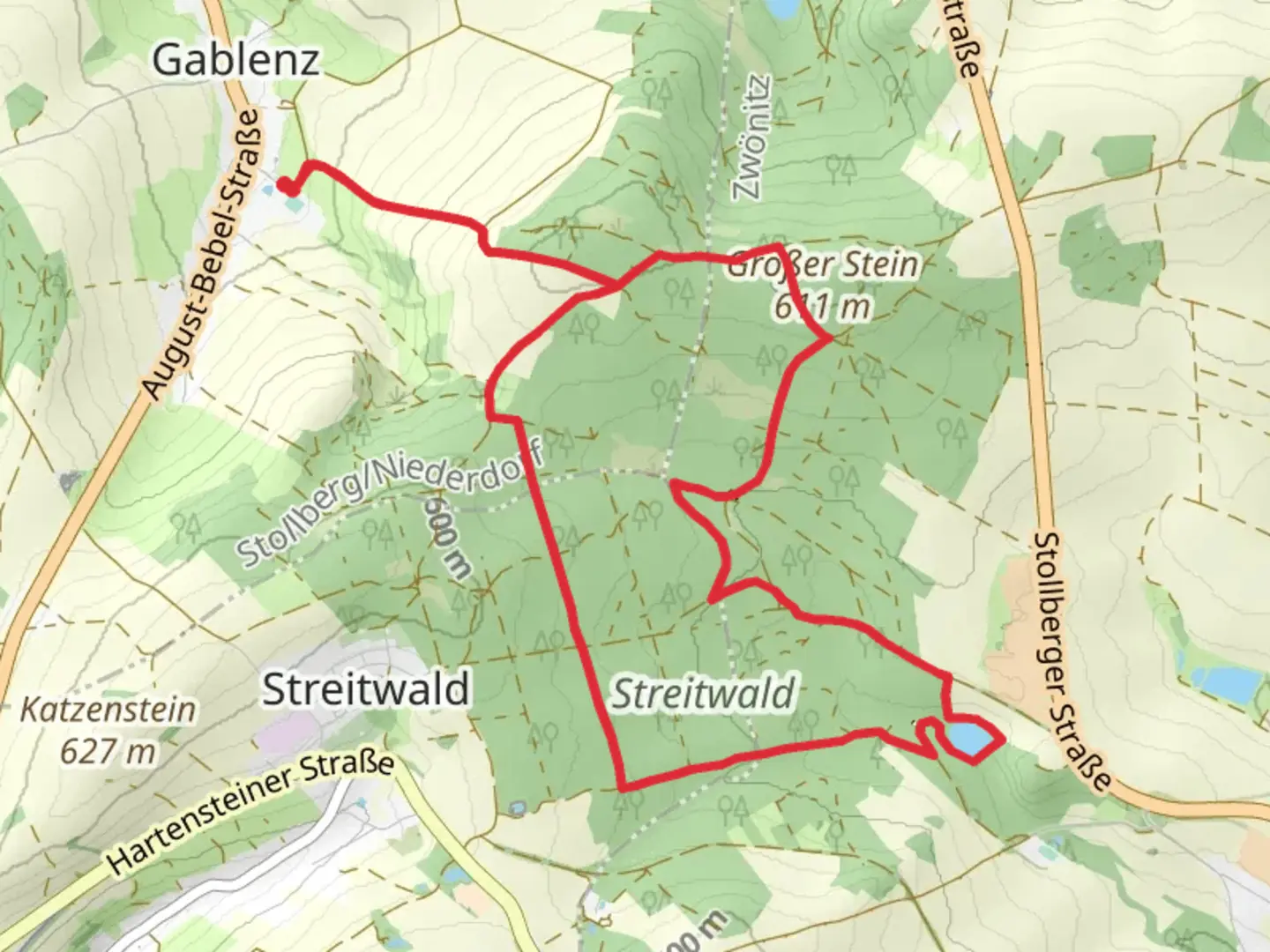 An image depicting the trail Steitwald and Großer Teich Loop and its surrounding area.