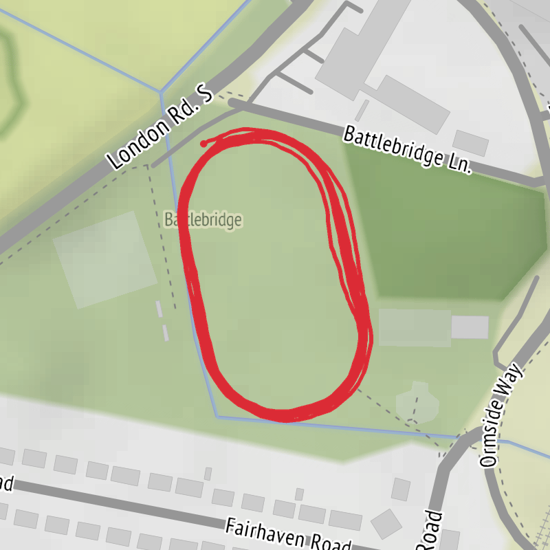 A map preview of the recording Reigate and Banstead - W1 Sun Long Run - 6mi Long Run (.
