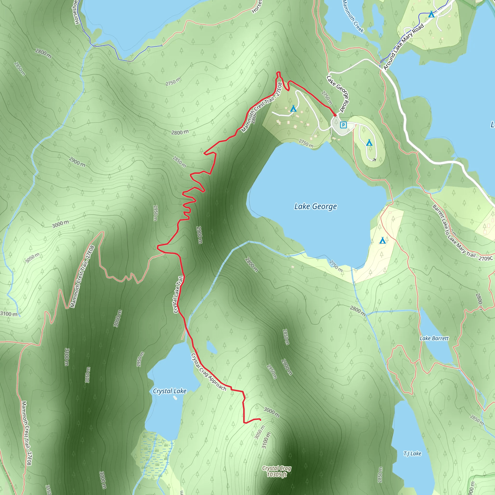 Crystal Crag via Crystal Crag Approach mobile static map