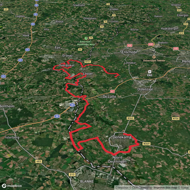 Denekamp to De Snippert via Grenzpfad and Drielandweg