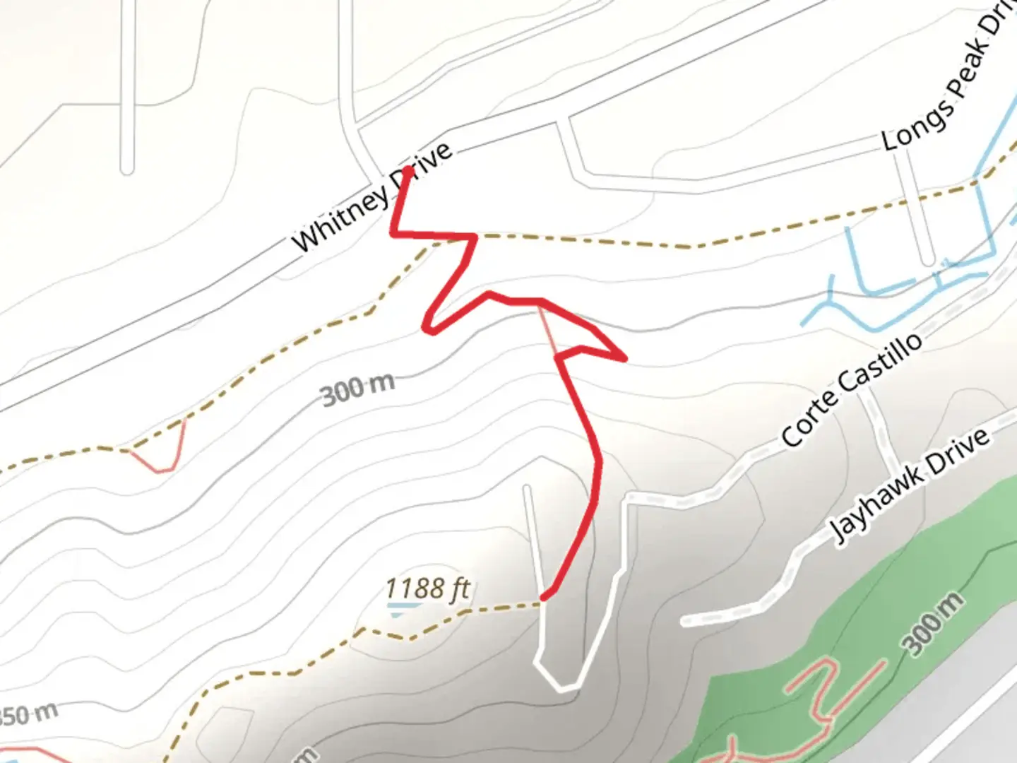 An image depicting the trail Pedley Hills from Whitney Drive and its surrounding area.