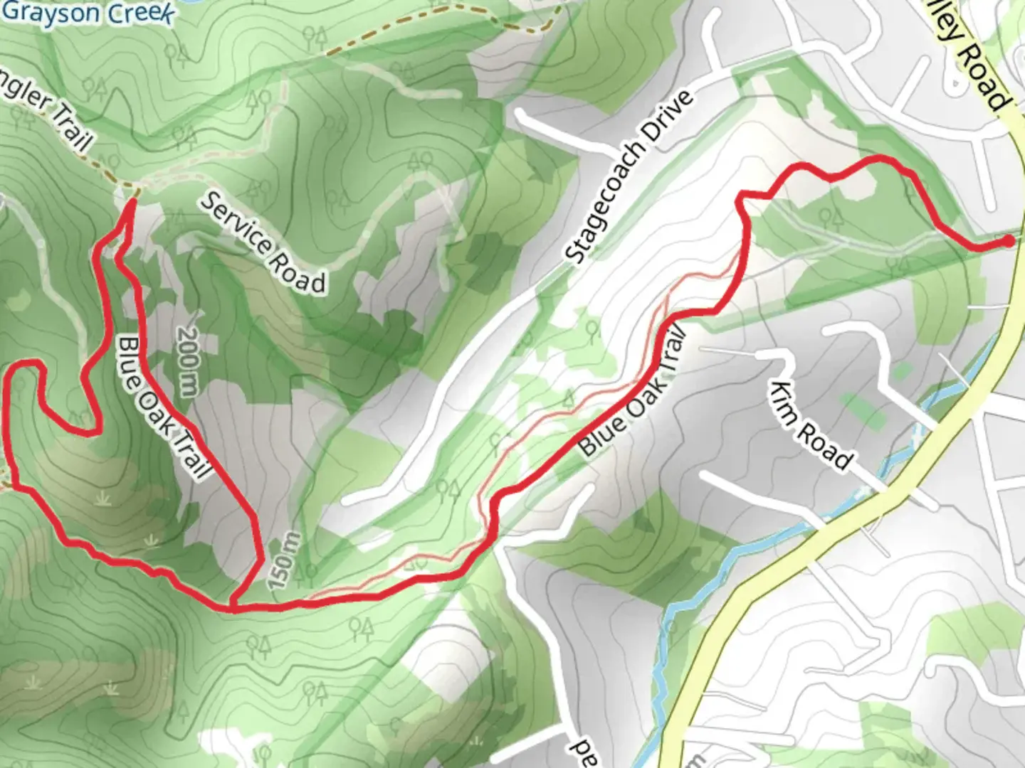 An image depicting the trail Blue Oak Loop Trail and its surrounding area.