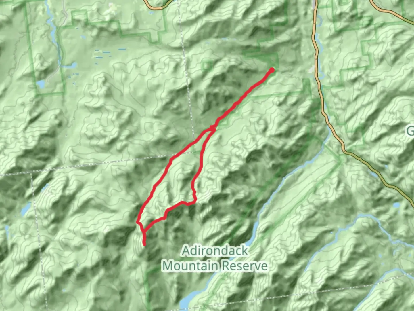 An image depicting the trail Bushnell Falls and Gooseberry Mountain via Mount Haystack and its surrounding area.