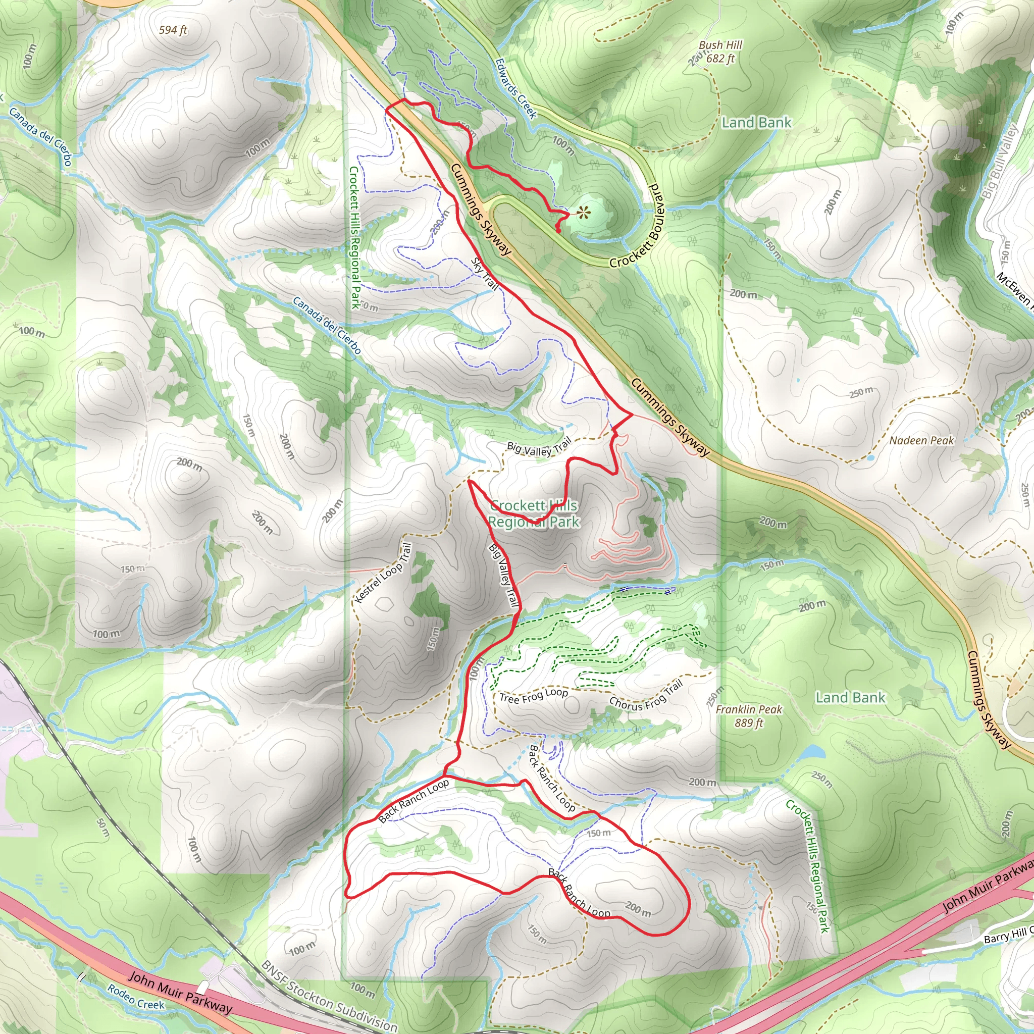 Wood Rat Trail, Two Peaks Trail and Back Ranch Loop Trail mobile static map