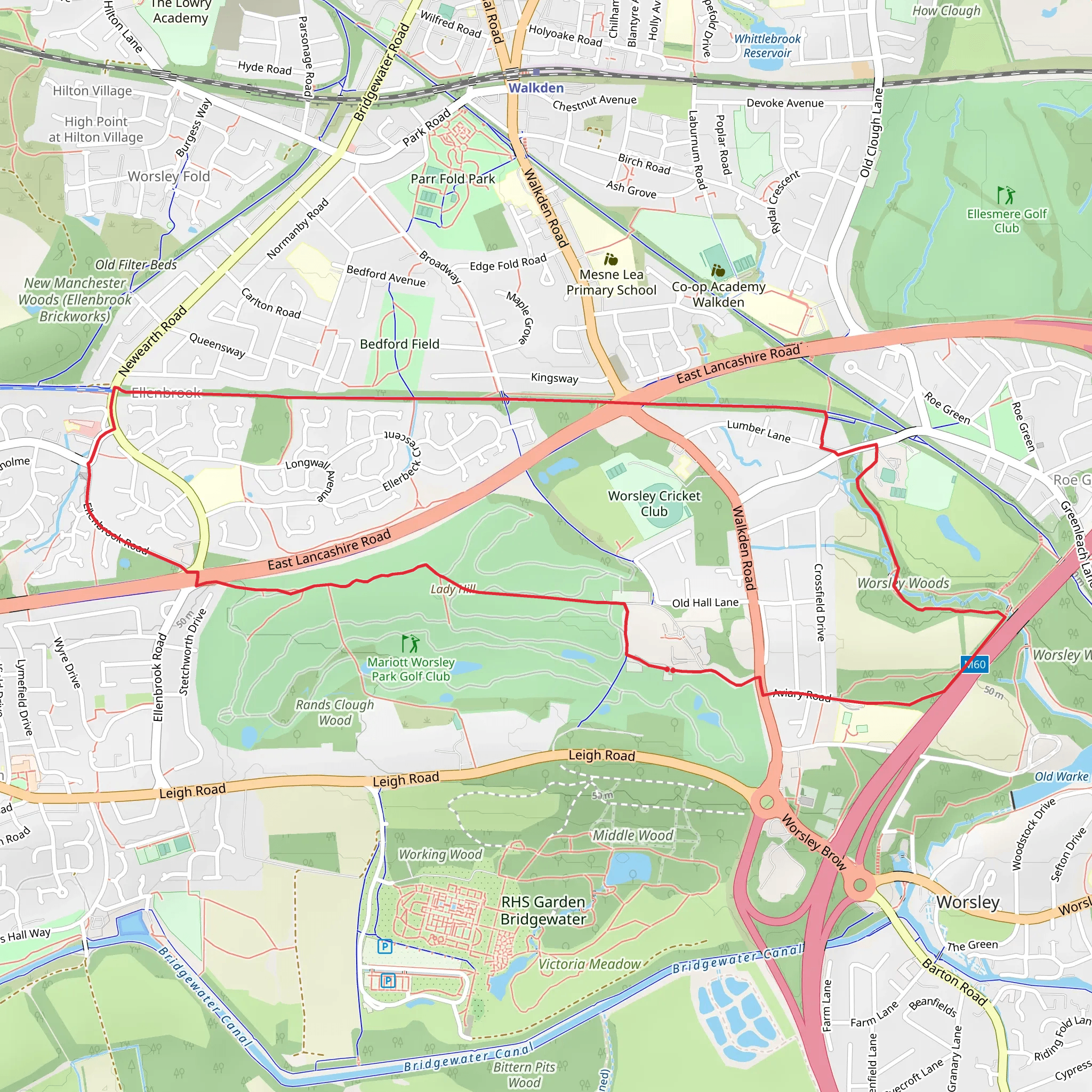 Worsley Wood and Railway Wood Loop mobile static map