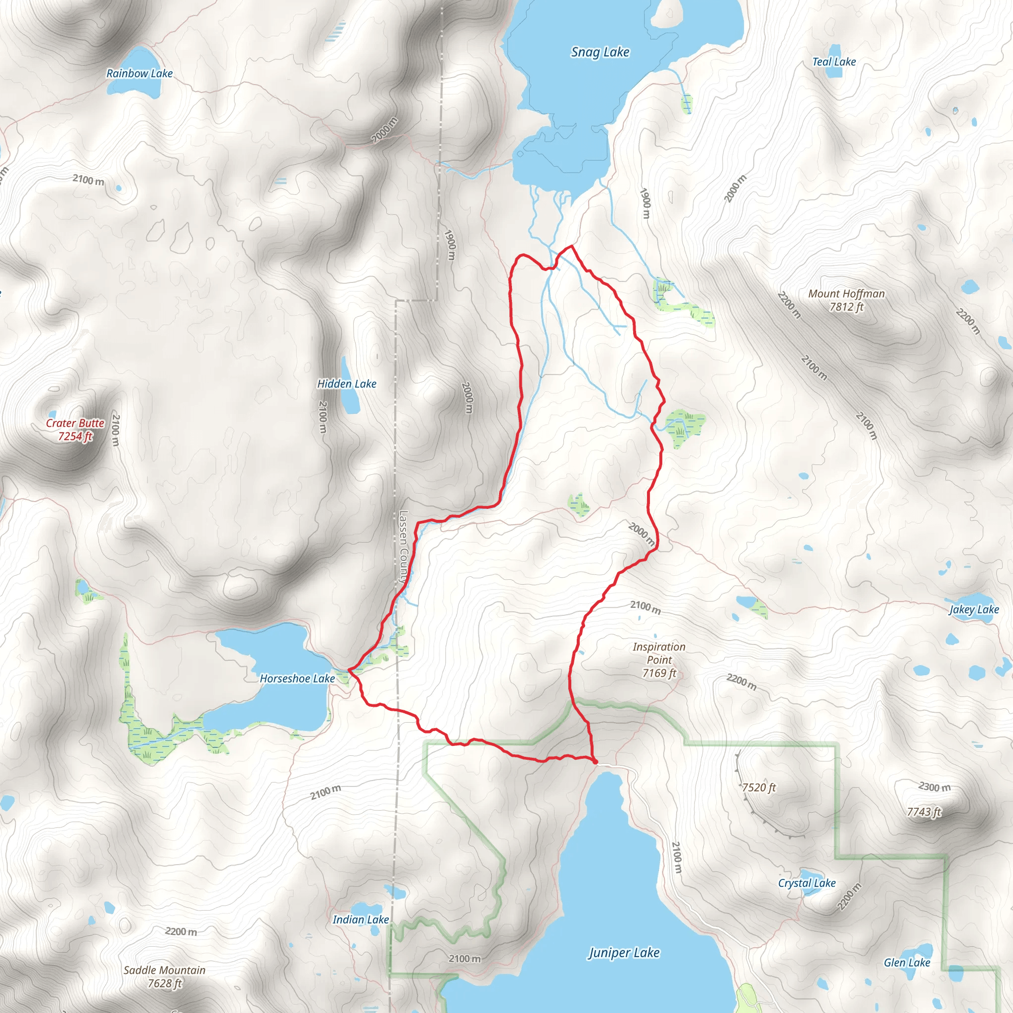 Juniper Lake, Horseshoe Lake and Grassy Creek Loop Trail mobile static map