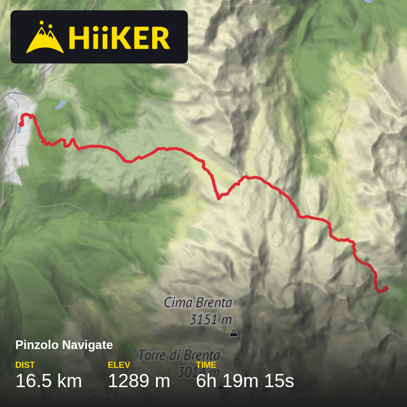A map preview of the recording Pinzolo Navigate.