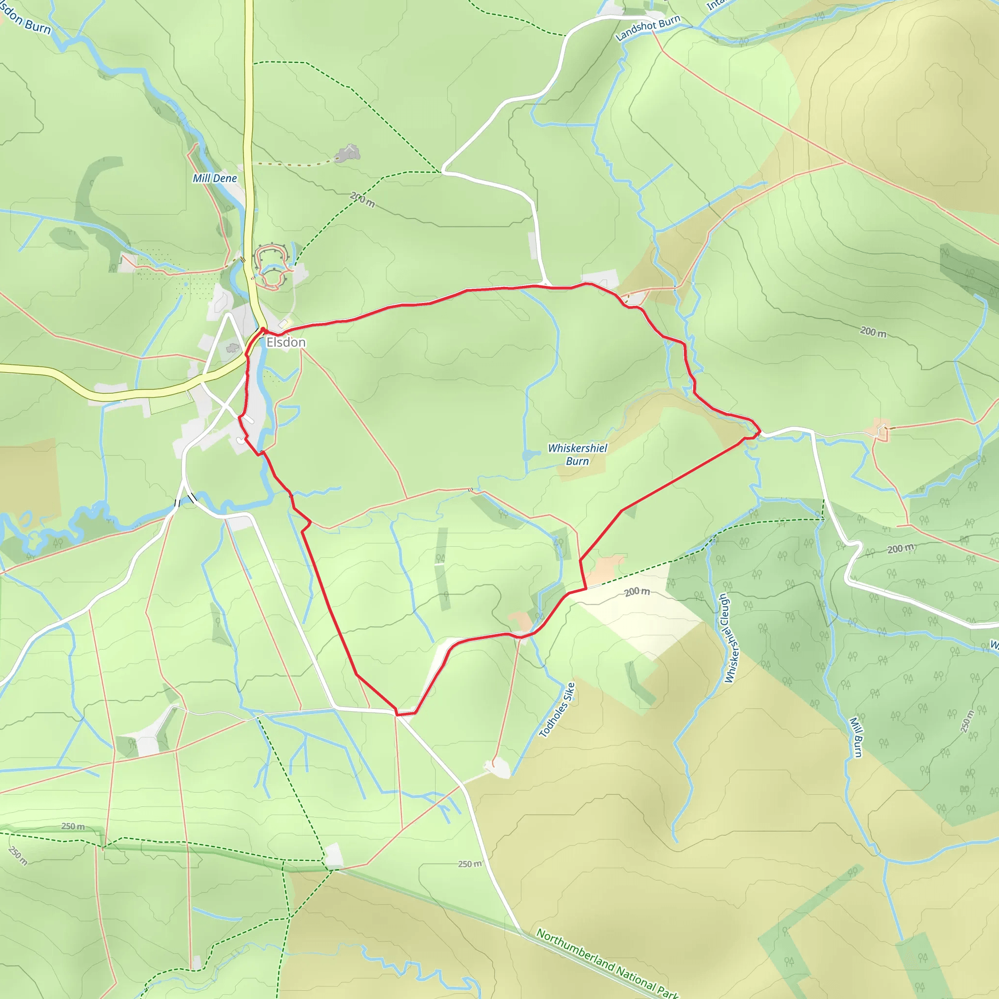 Elsdon and The Todholes Walk mobile static map