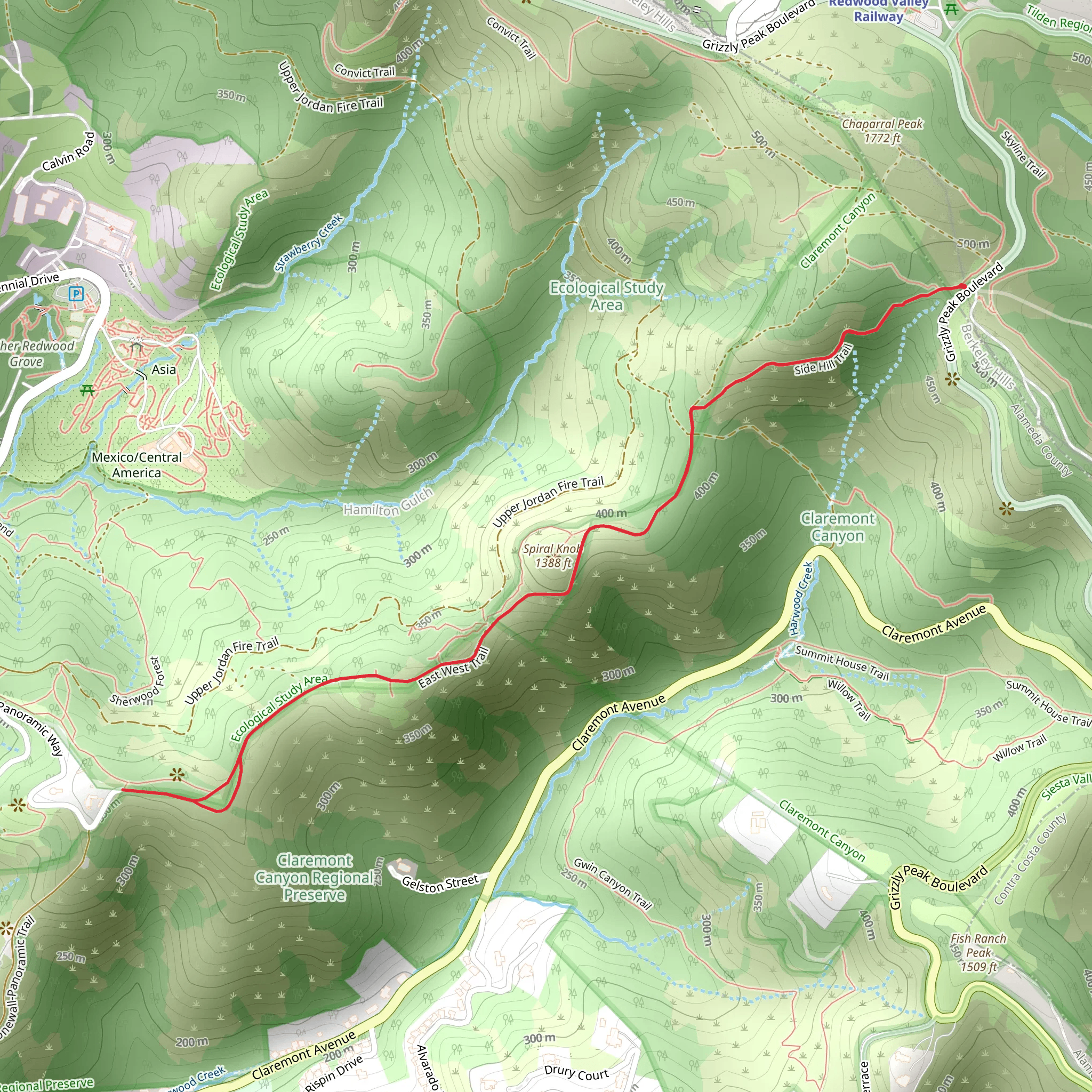 Side Hill Trail and East West Trail mobile static map