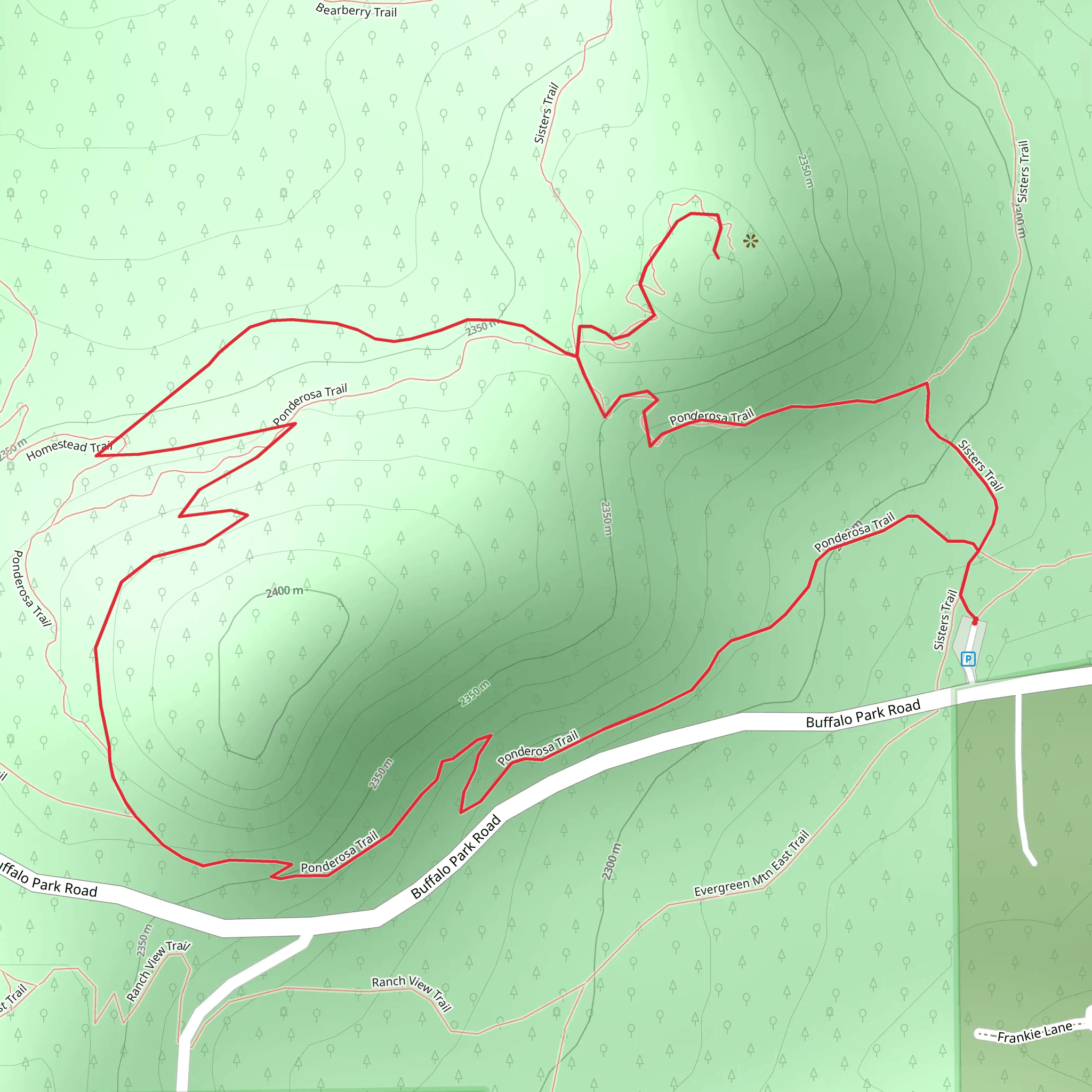 Pondrosa Trail and Brothers and Sisters Loop Trail mobile static map