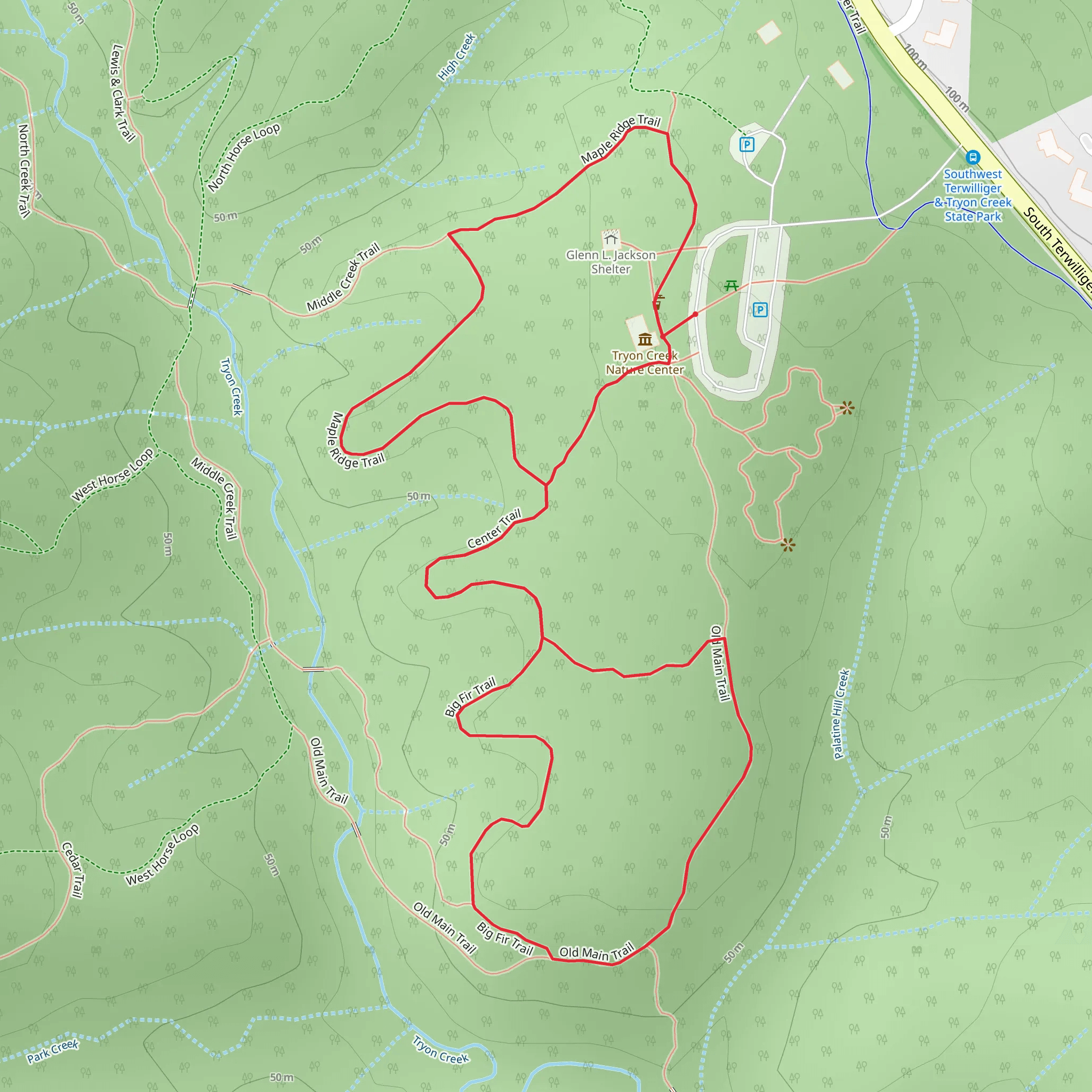 Maple Ridge, Big Fir and Old Main Loop Trail mobile static map