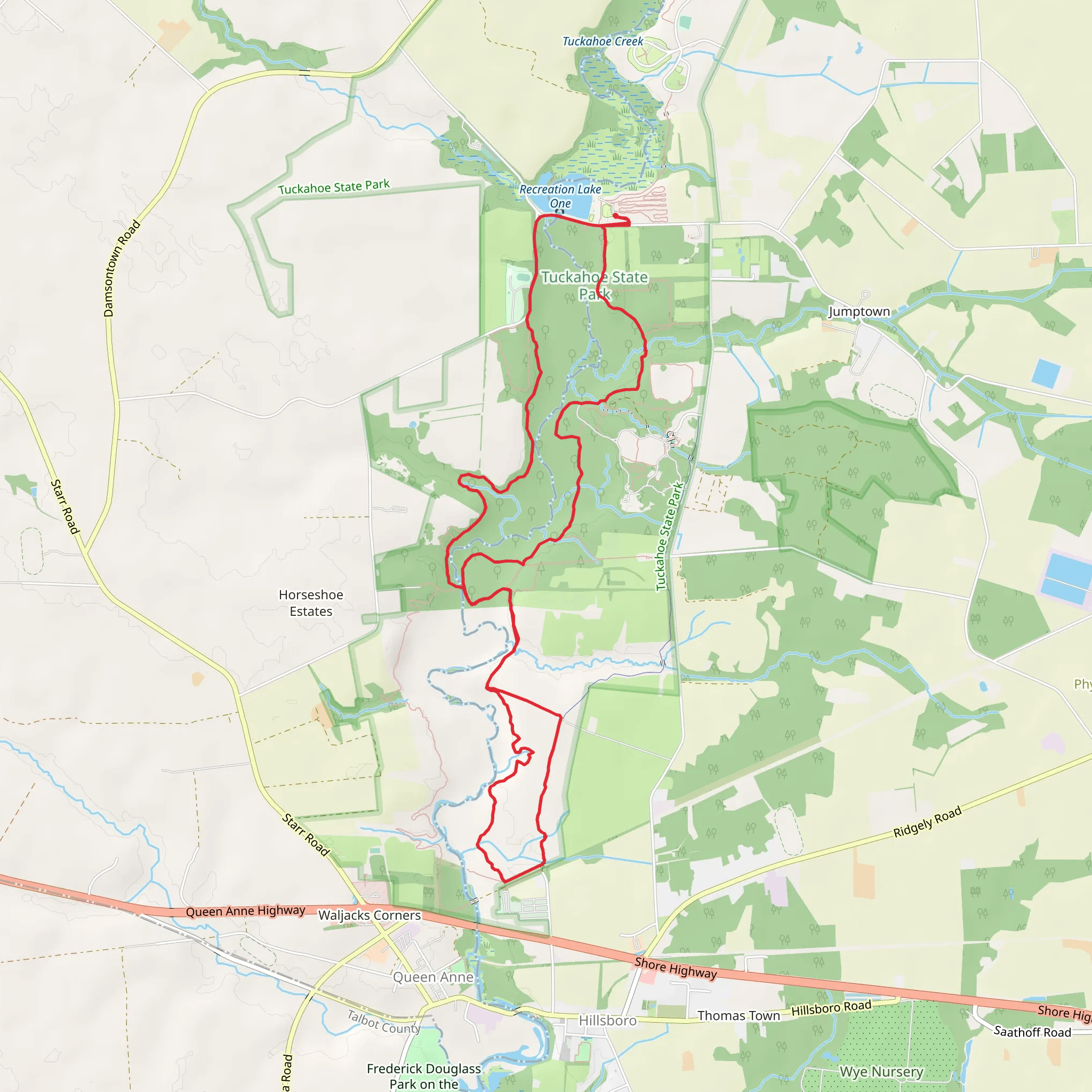 Tuckahoe Boat Ramp and Pee Wee's Loop Trail mobile static map