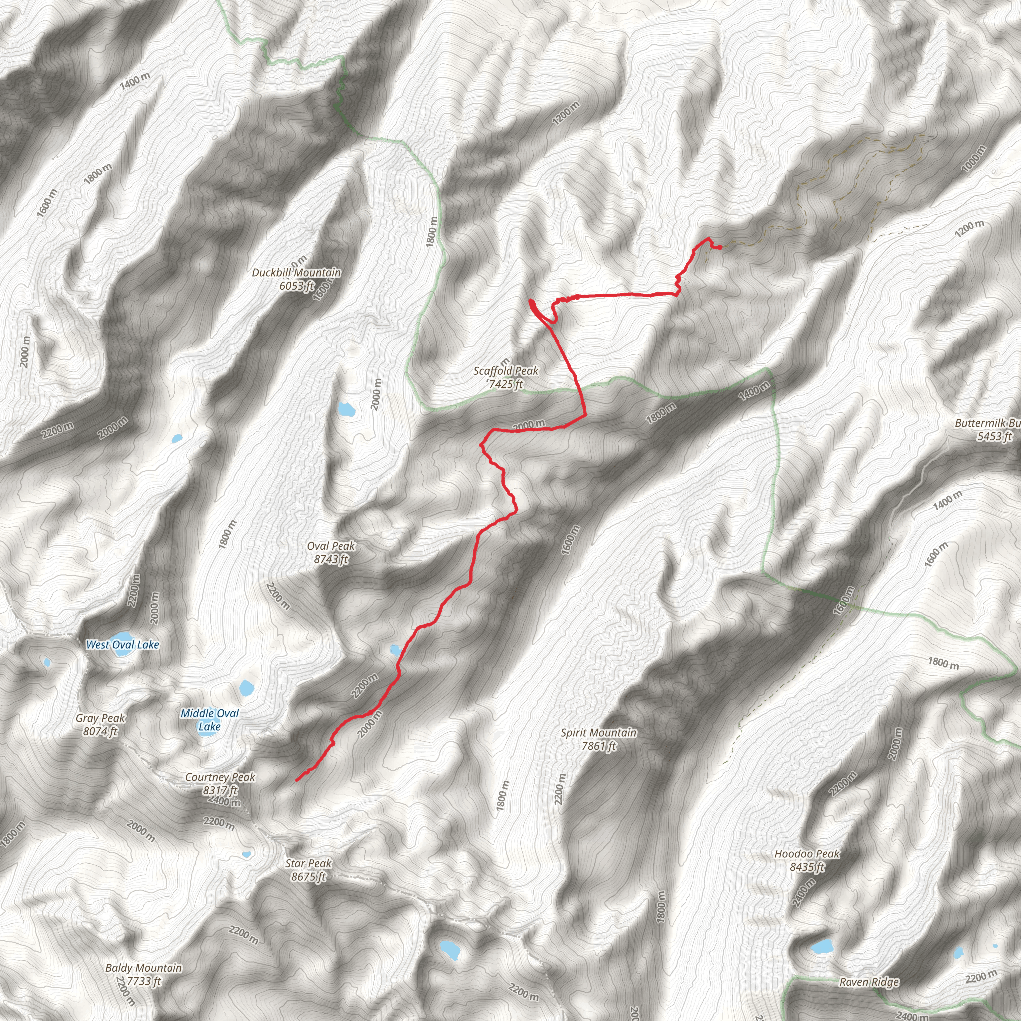 Oval Peak Trail mobile static map