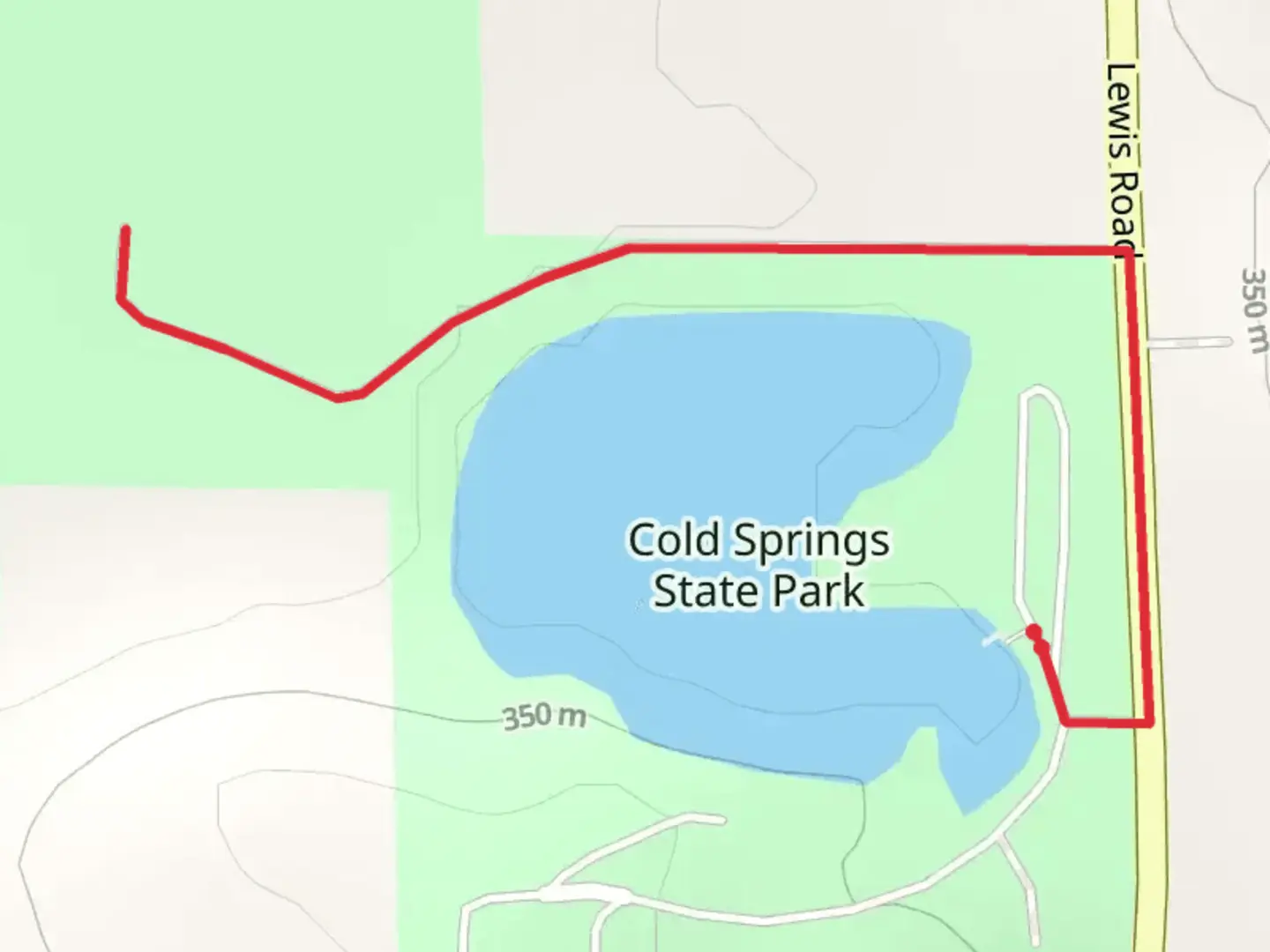 An image depicting the trail Cold Springs State Park Walk and its surrounding area.