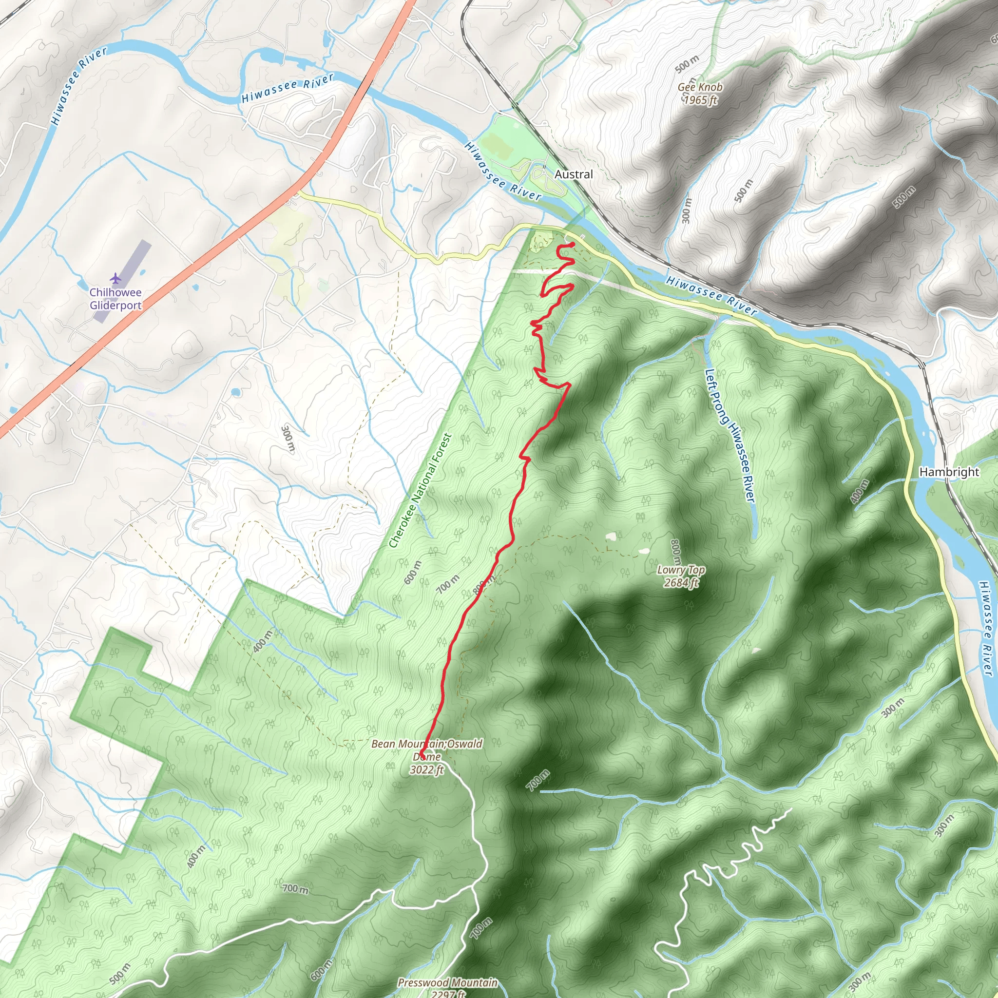 Bean Mountain - Oswald Dome mobile static map
