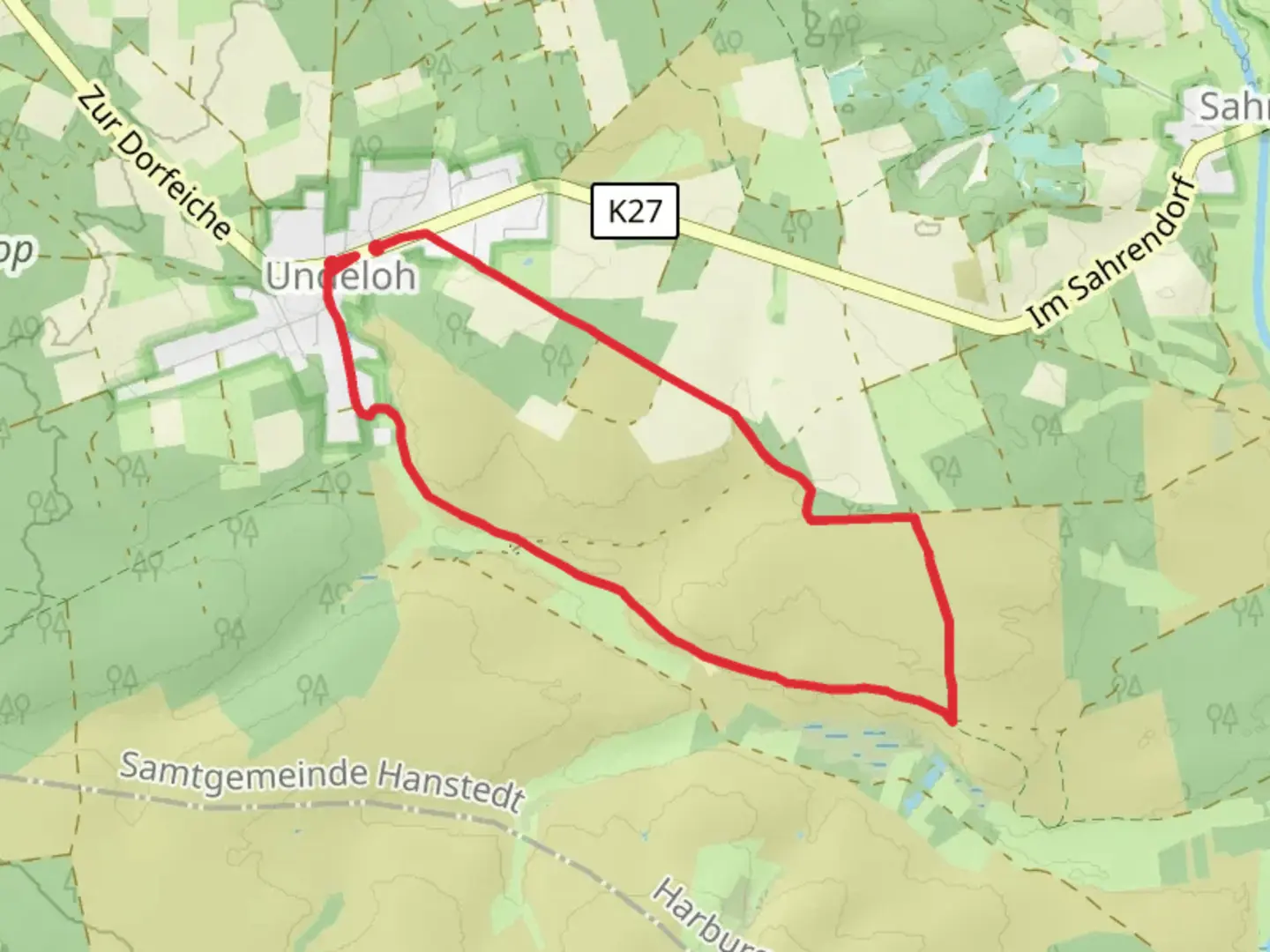 An image depicting the trail Undeloh Round and its surrounding area.