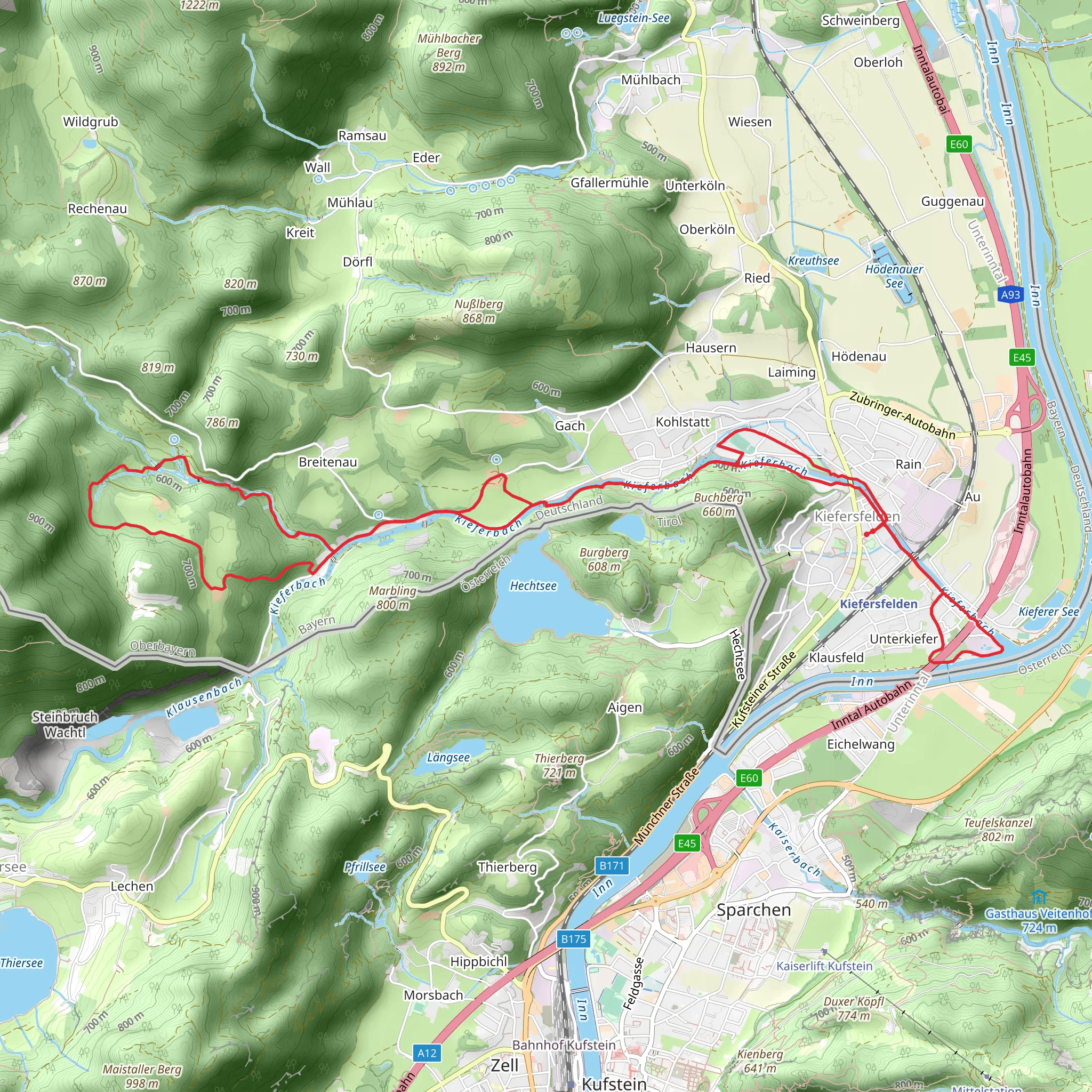 Kiefersfelden and Althausl Loop via Kieferbach mobile static map
