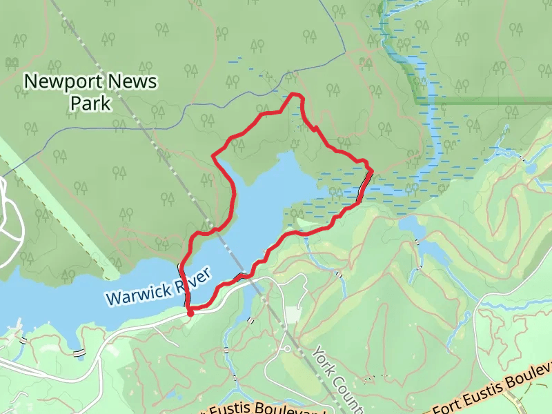 Swamp Bridge and White Oak Loop Trail - Lee Hall Reservoir Upper Basin