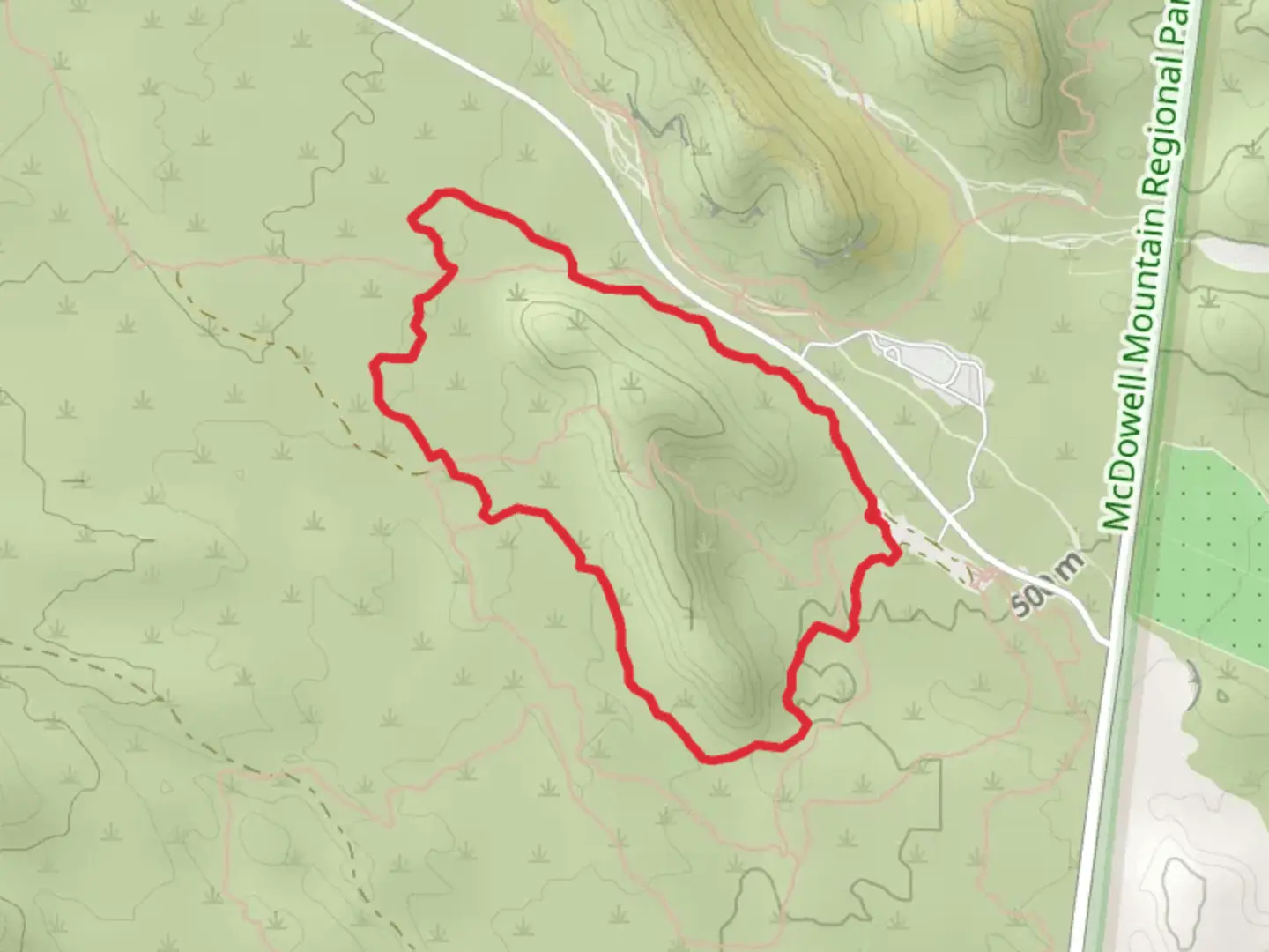 An image depicting the trail Sport Loop and its surrounding area.