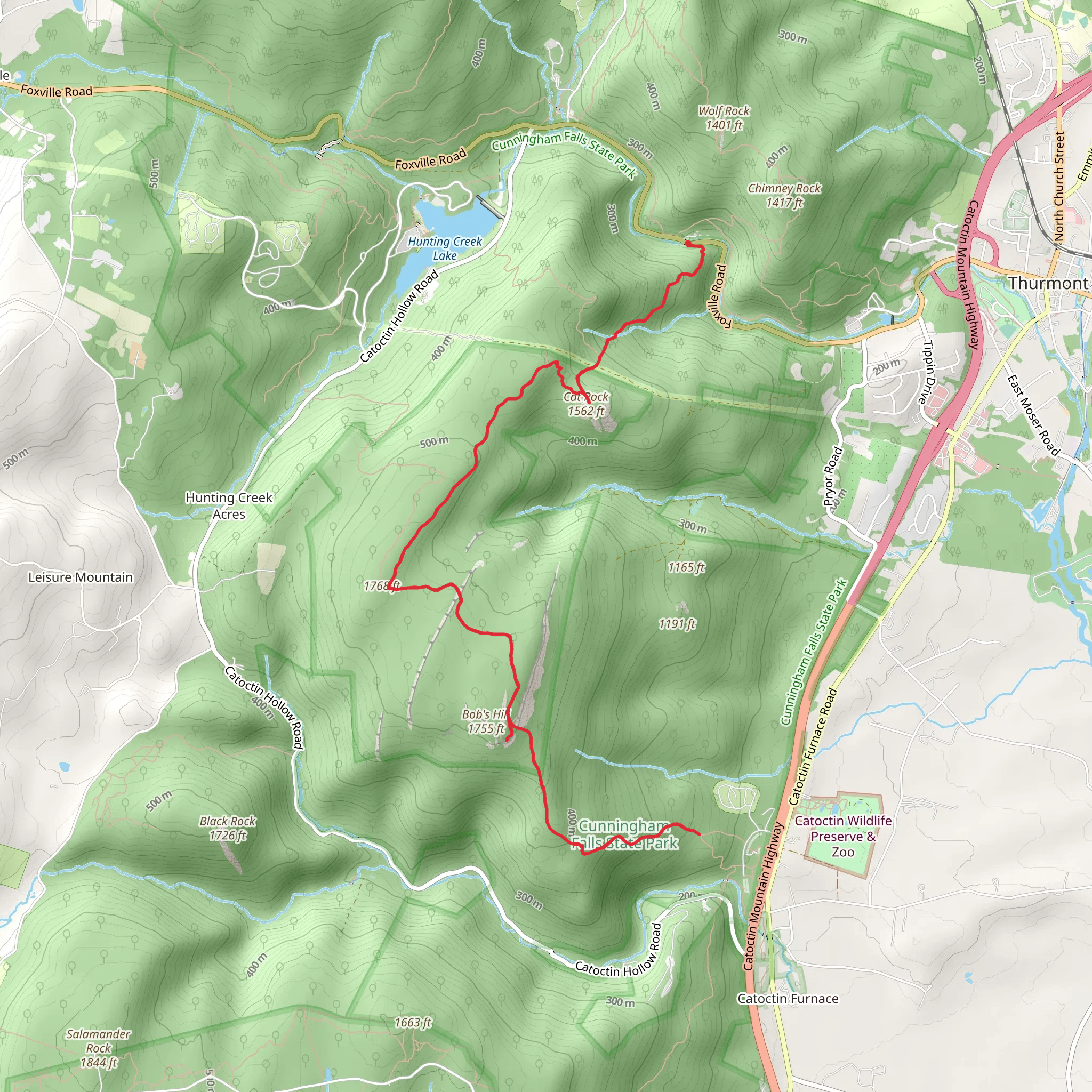 Cat Rock and Bob's Hill Trail mobile static map