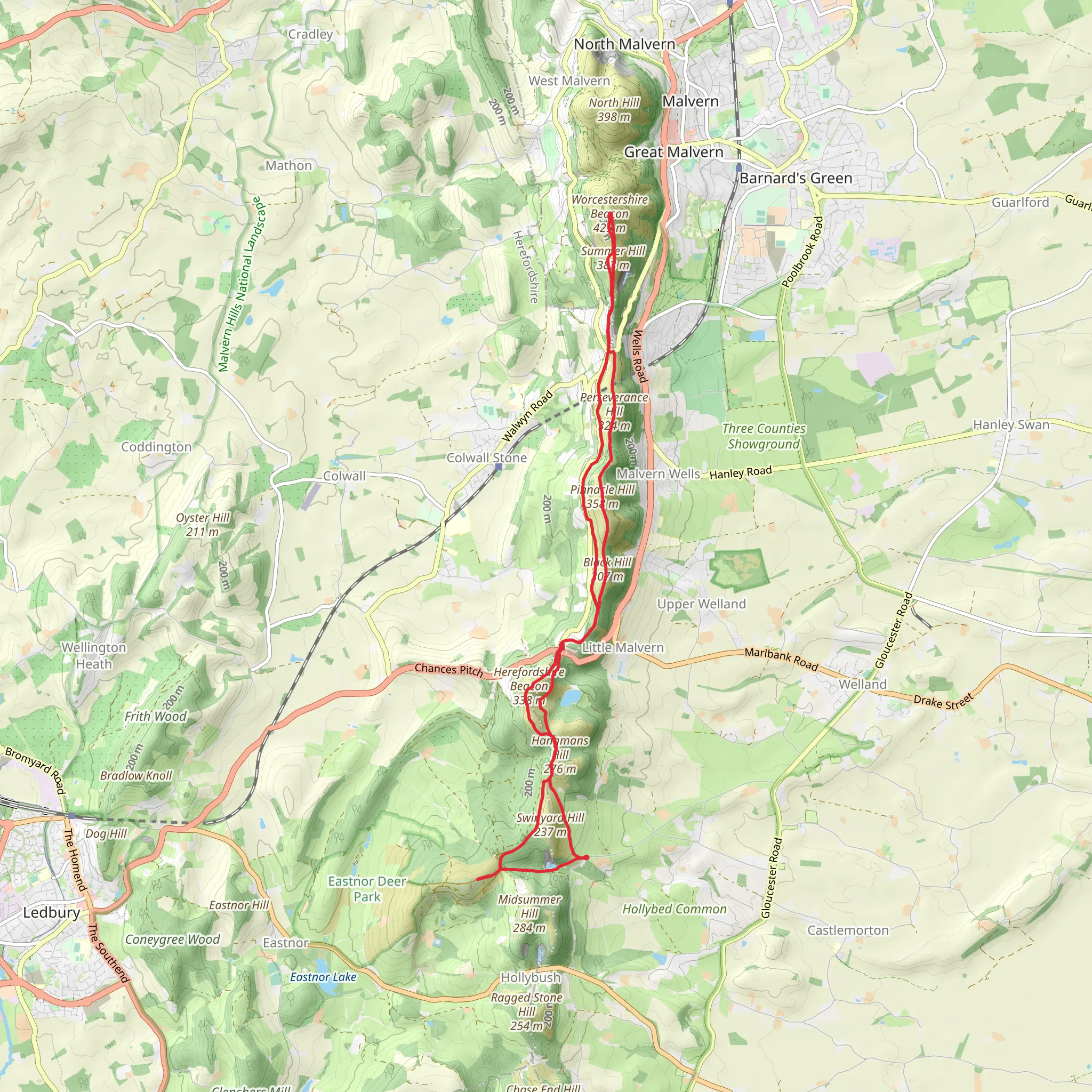 The Malverns from the Gullet mobile static map