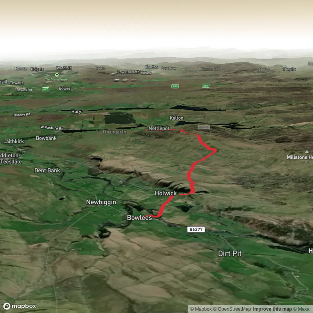 An image depicting the trail Holwick Scars, Brown Dod and Collin Hill and its surrounding area.
