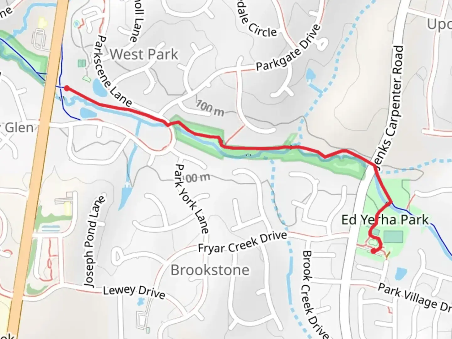 An image depicting the trail White Oak Greenway - White Oak Park and its surrounding area.
