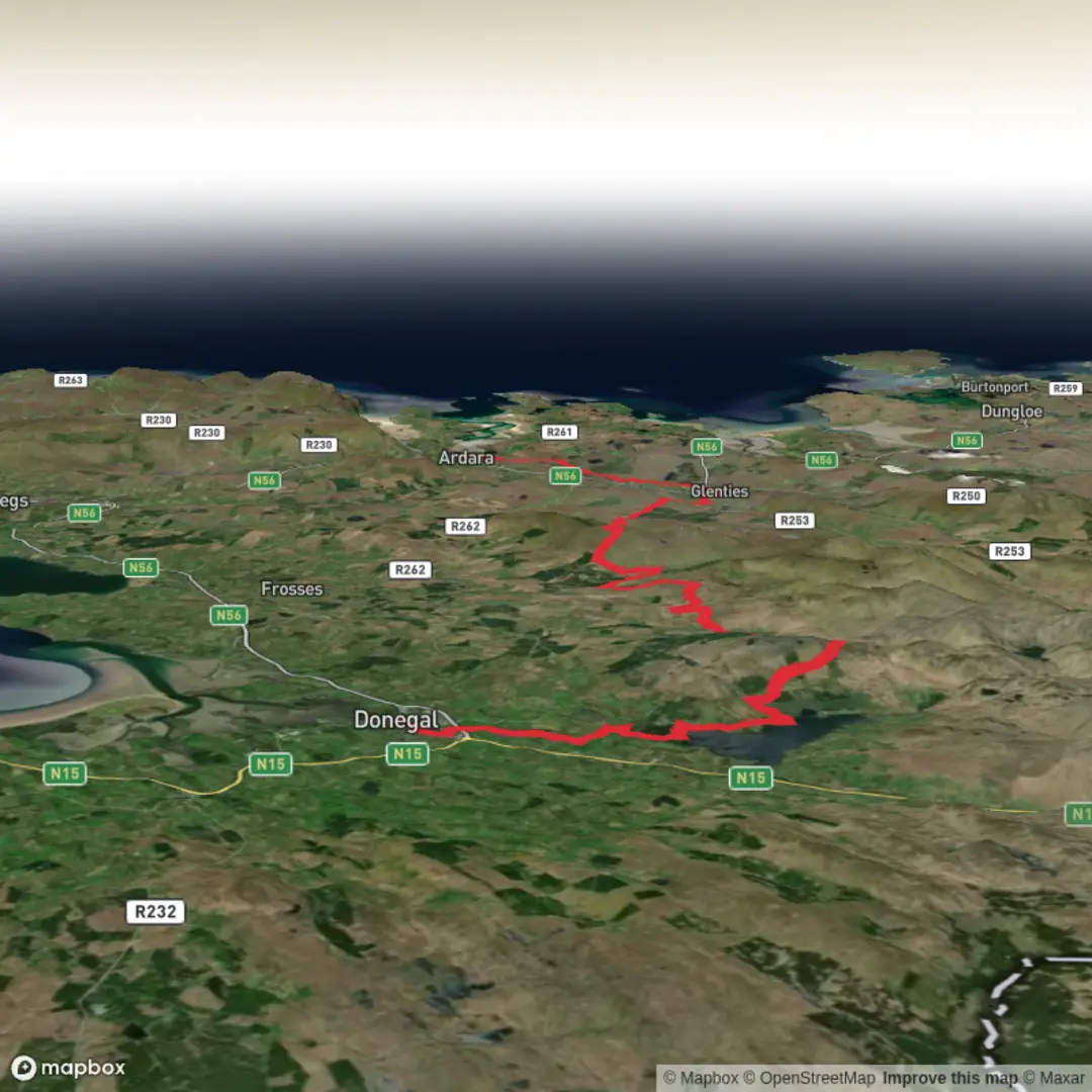 An image depicting the trail 50km Bluestack Way Ultra and its surrounding area.