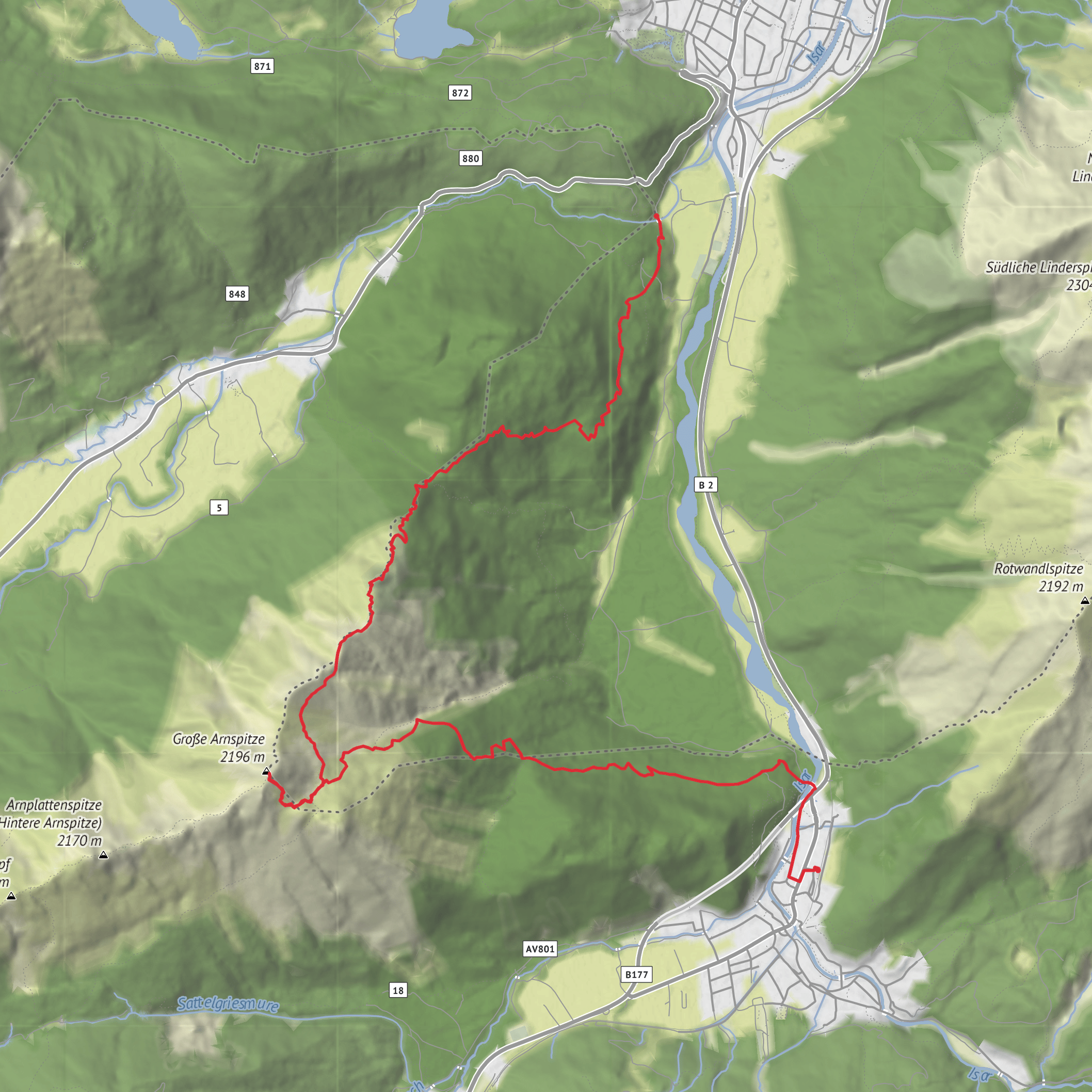 Mittenwald – Große Arnspitze – Scharnitz mobile static map