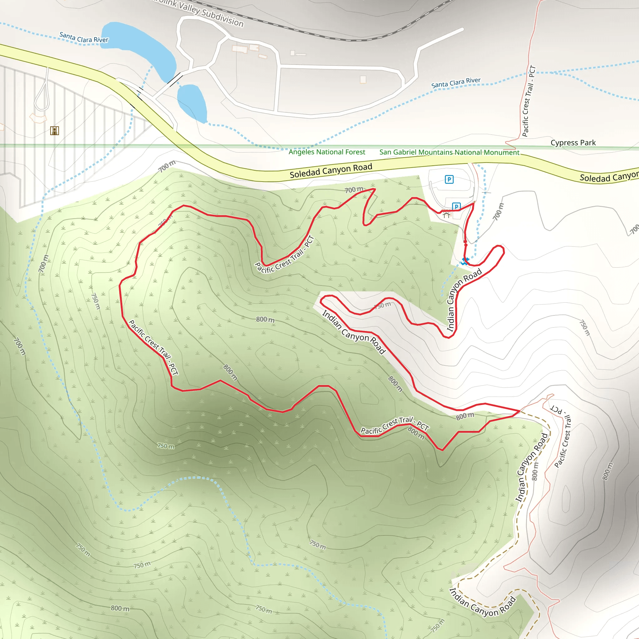 Indian Canyon Road and PAcific Crest Trail Loop mobile static map