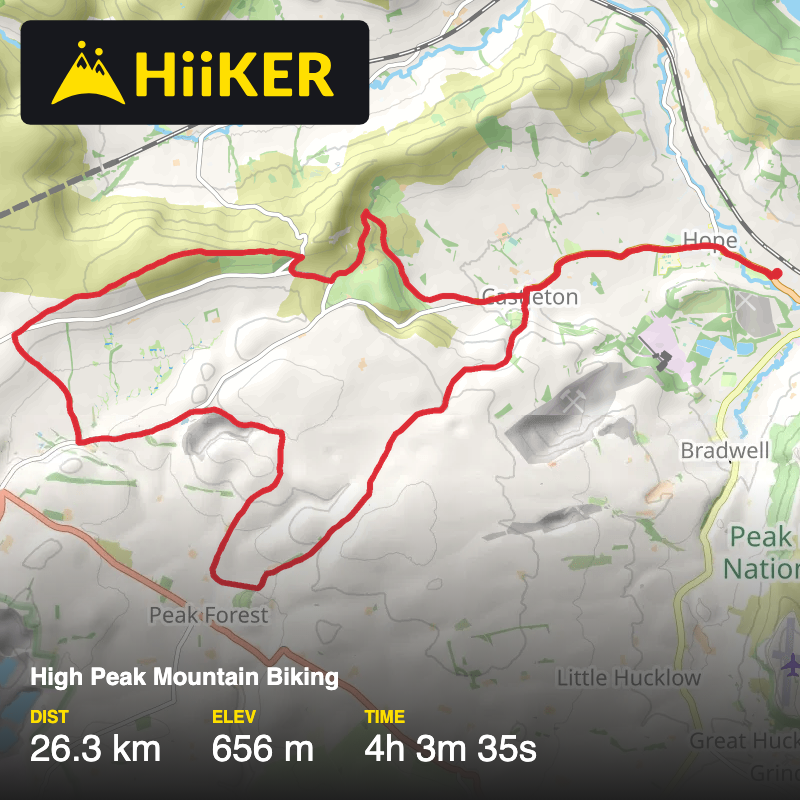 A map preview of the recording High Peak Mountain Biking.