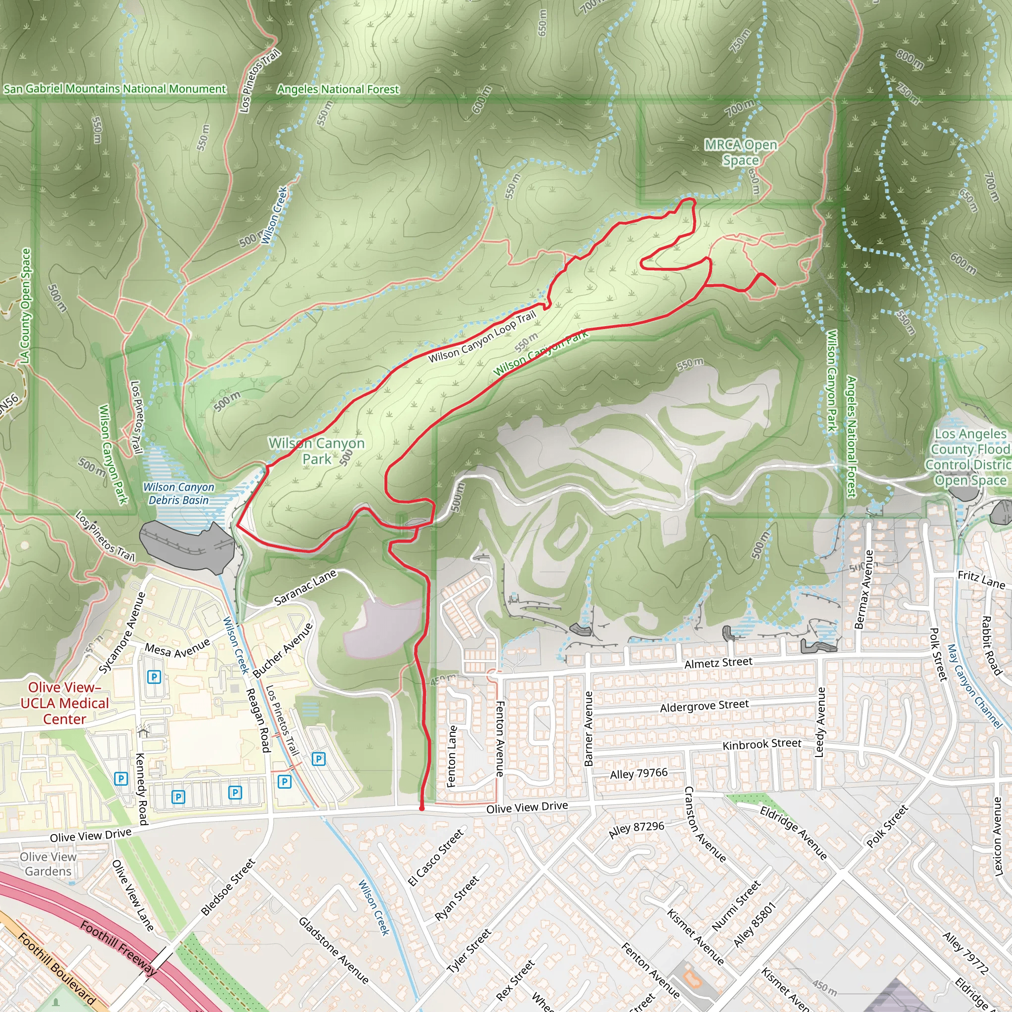 Wilson Canyon Loop Trail mobile static map