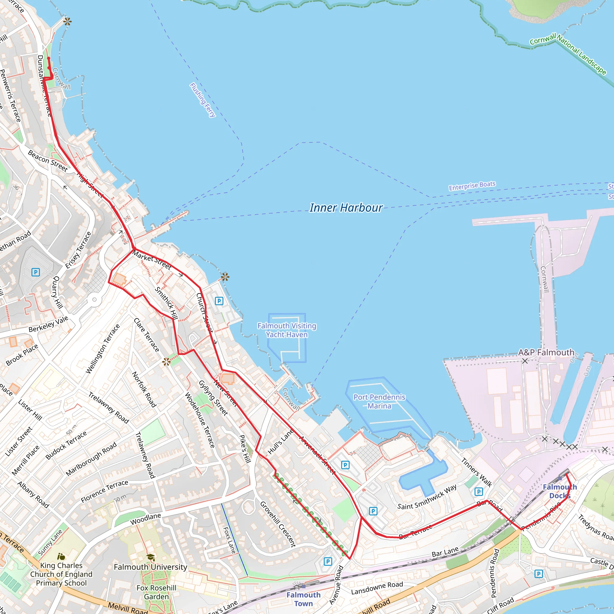 Falmouth Docks Station - Falmouth Packet Walk mobile static map